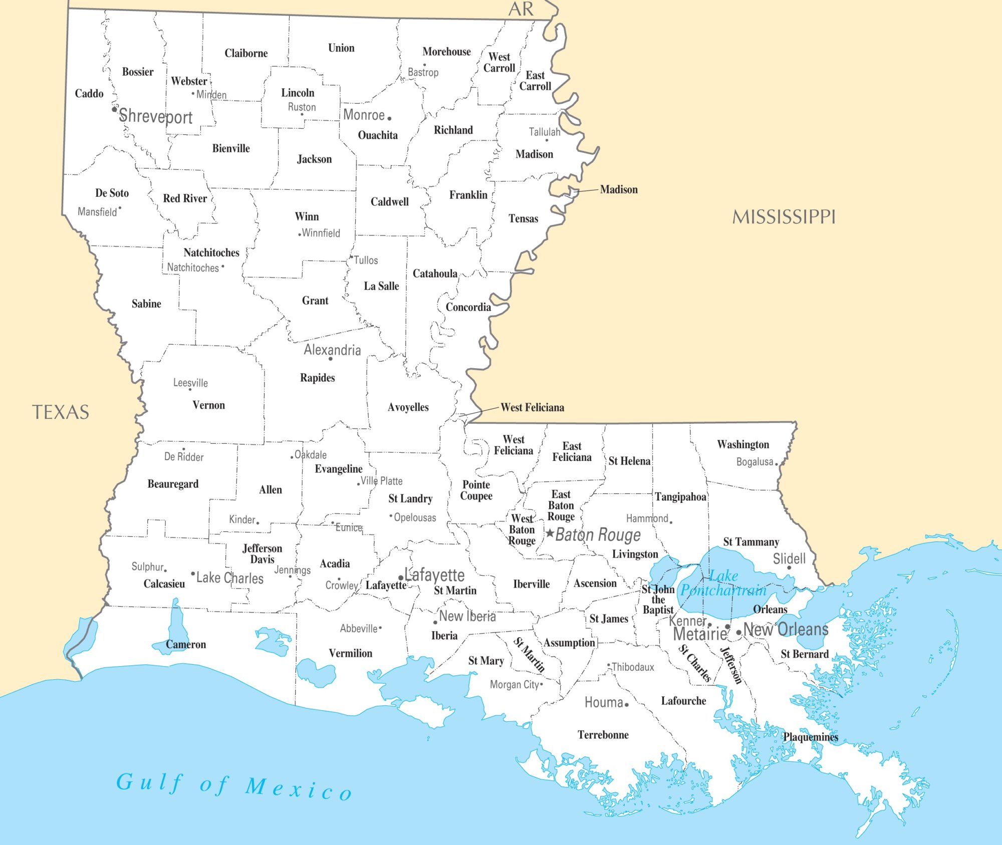 Louisiana City Map | Large Printable High Resolution and Standard Map