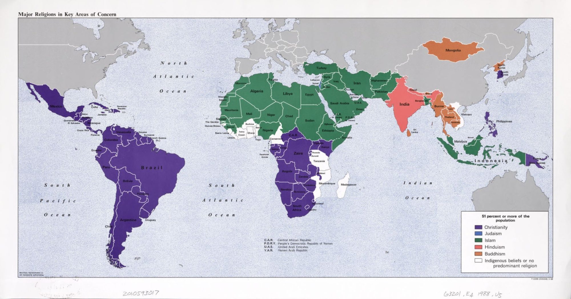 The World Religion Map – 1988 | Large, Printable Downloadable Map