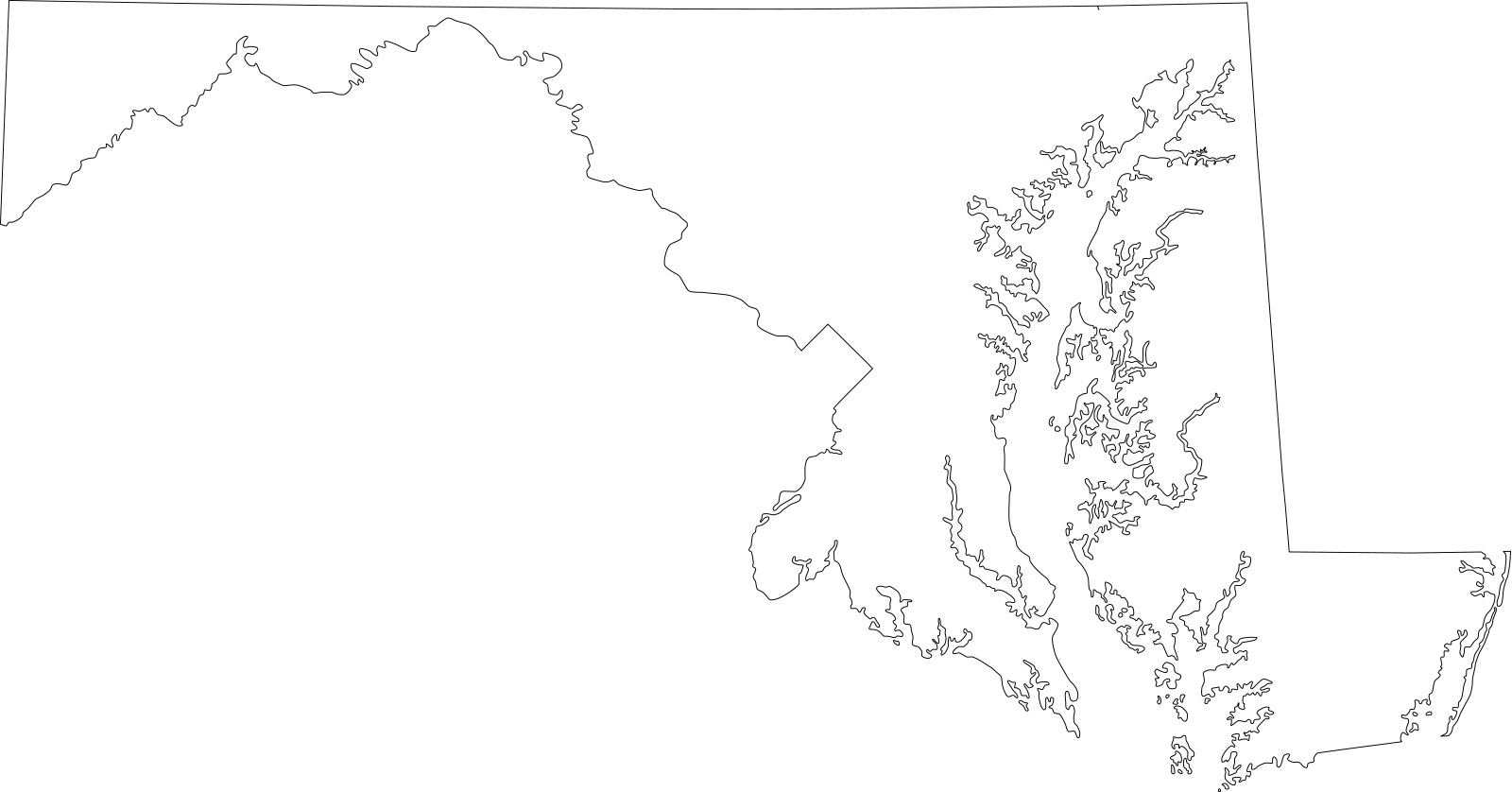 Maryland blank outline Map | Large Printable High Resolution and Standard Map