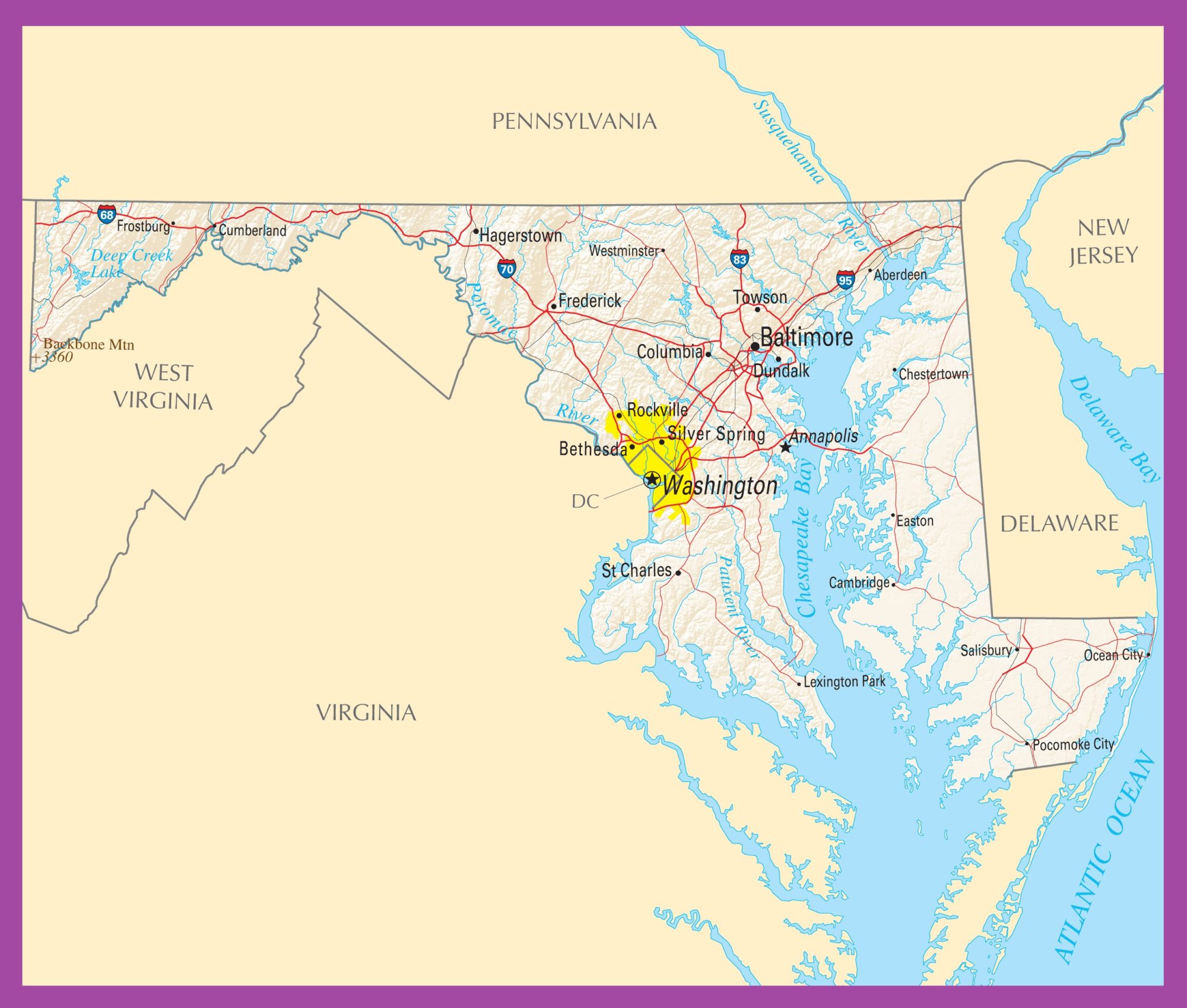 Maryland Political Map | Large Printable High Resolution and Standard Map