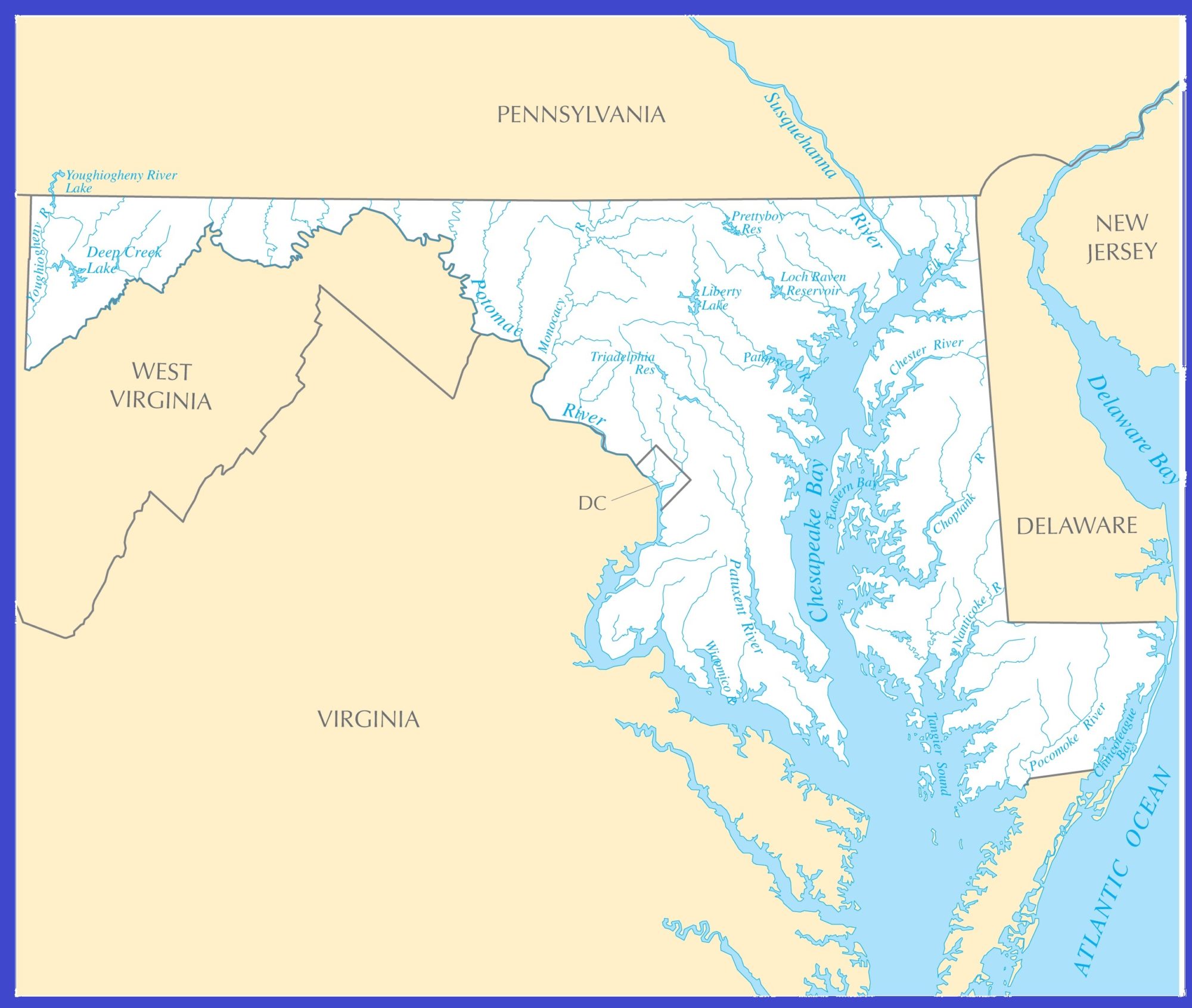 Maryland Rivers Map | Large Printable High Resolution and Standard Map