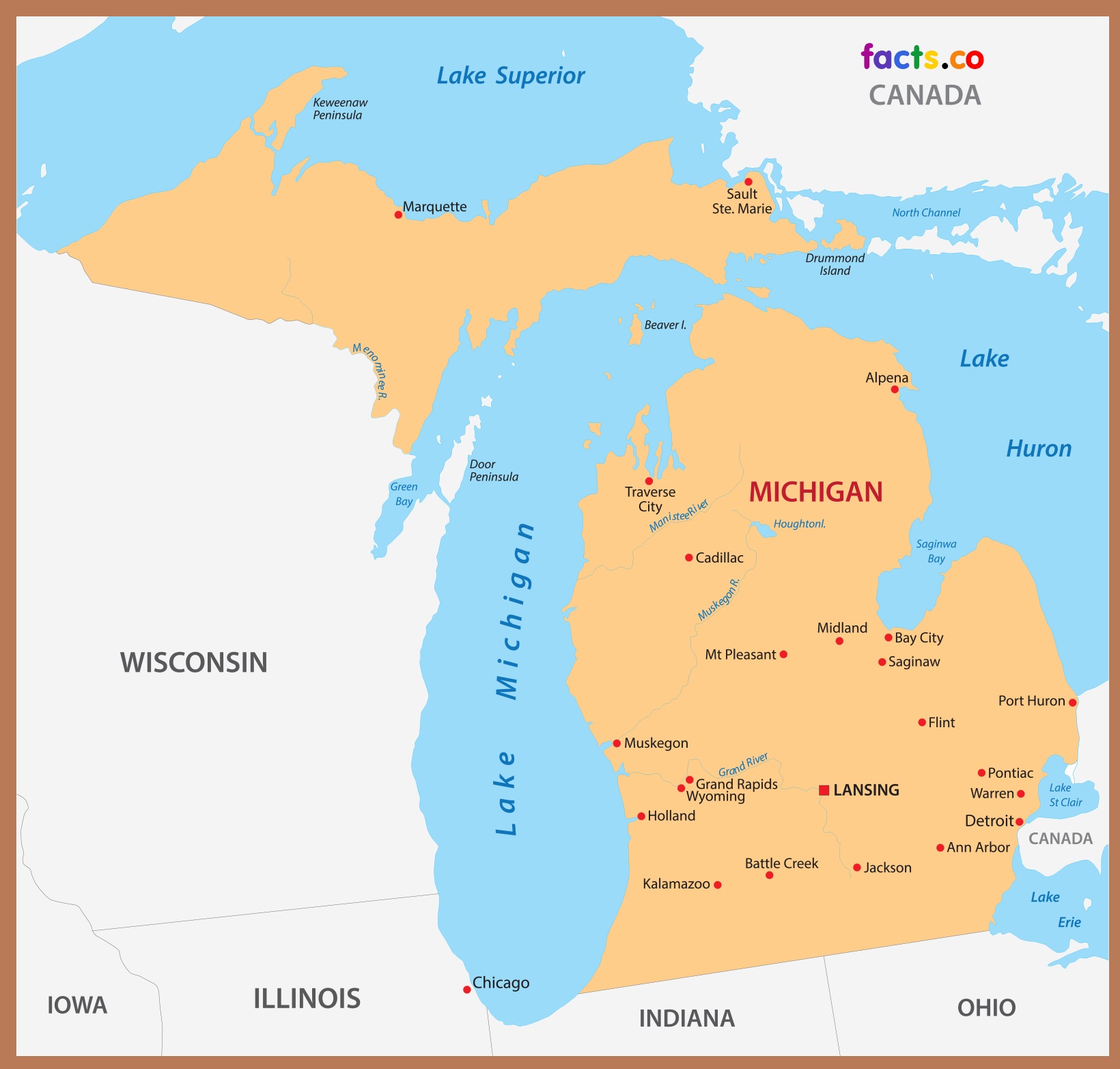 City Map of Michigan | Large Printable High Resolution Michigan City Map