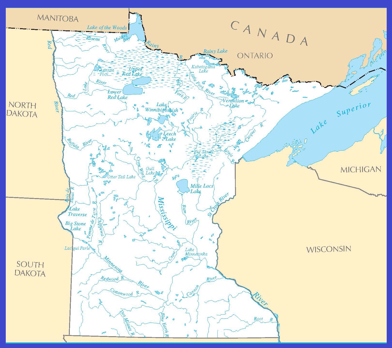 Minnesota Rivers Map | Large Printable High Resolution and Standard Map