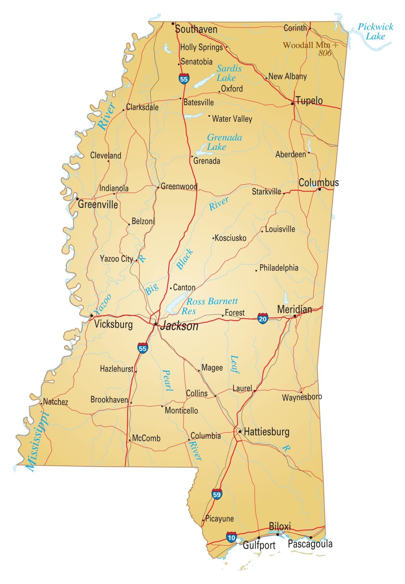 Mississippi Details Map | Large Printable High Resolution and Standard Map