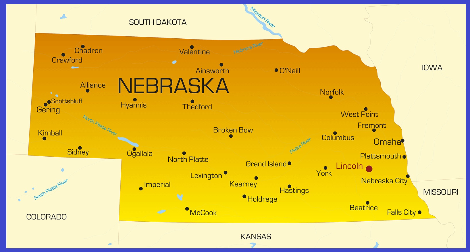 Nebraska Details Map | Large Printable High Resolution and Standard Map