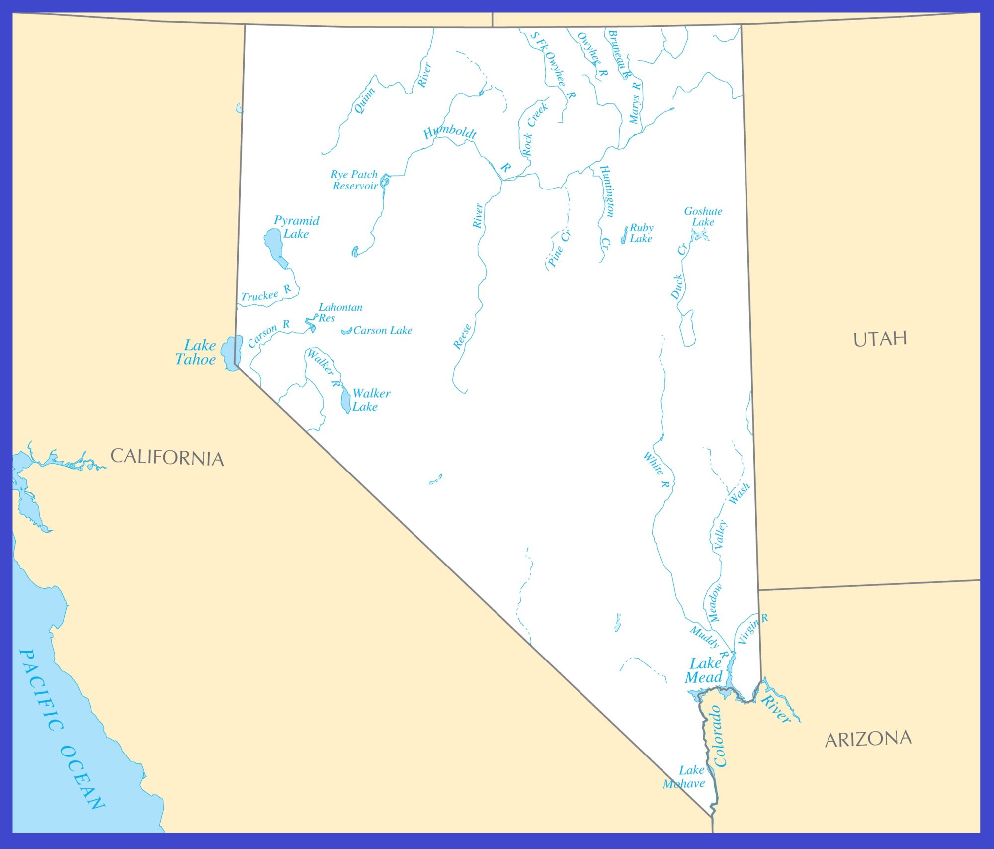Nevada Rivers Map | Large Printable High Resolution and Standard Map