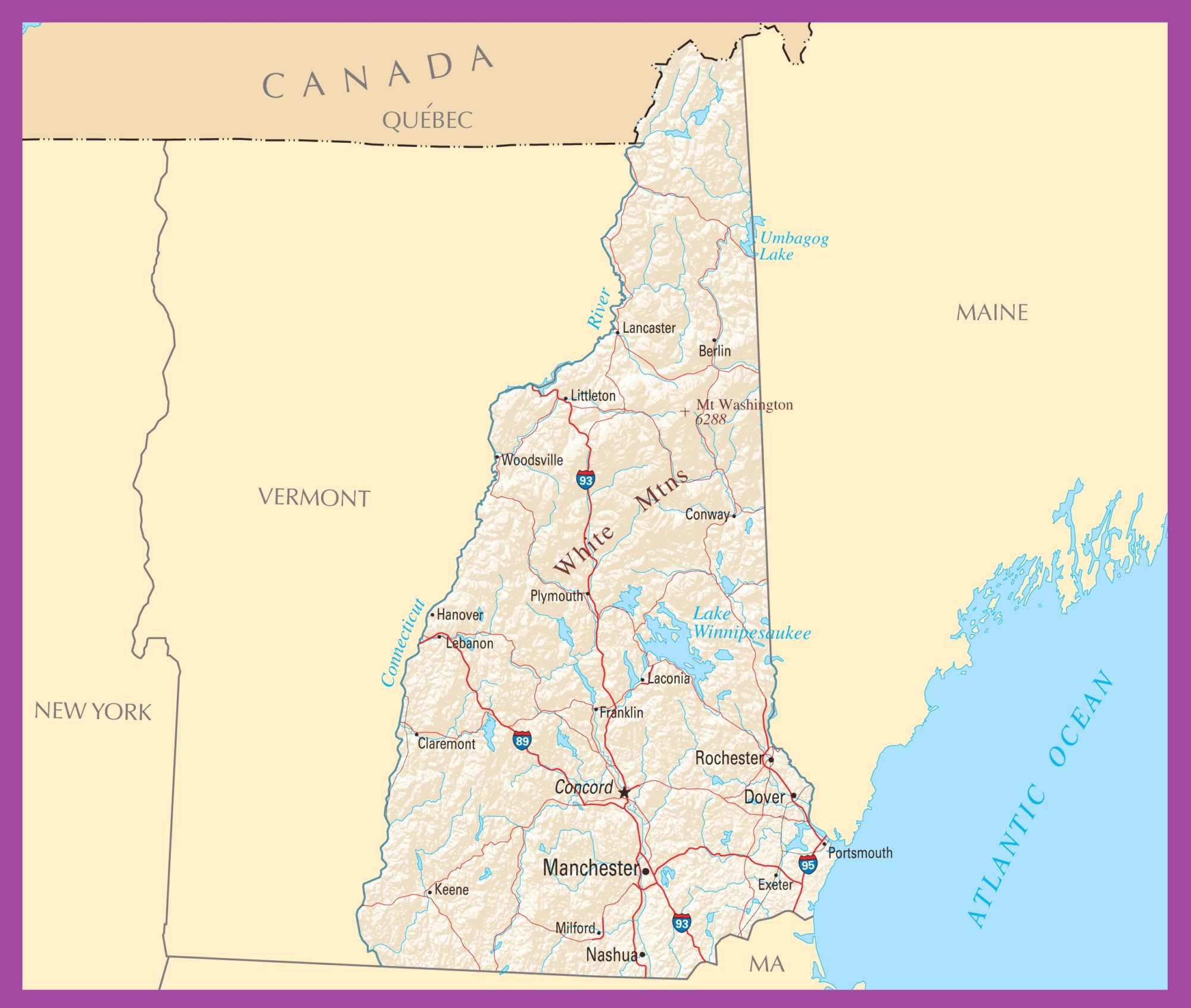 New Hampshire Political Map | Large Printable High Resolution and Standard Map