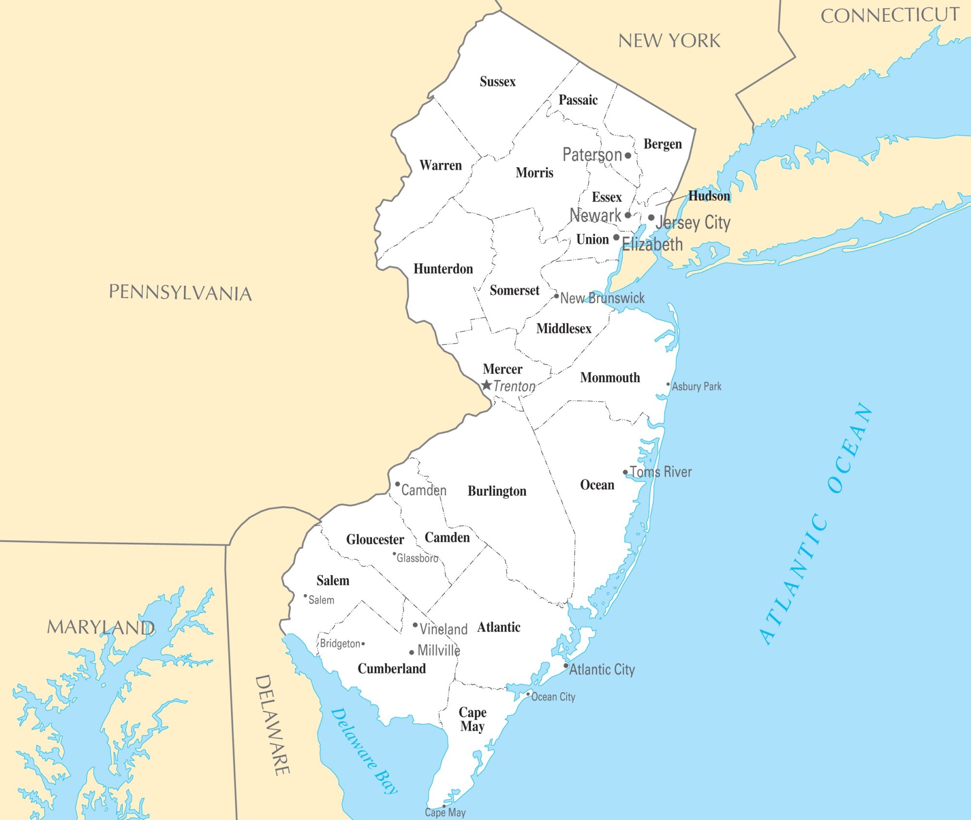 New Jersey Cities Map | Large Printable High Resolution and Standard Map