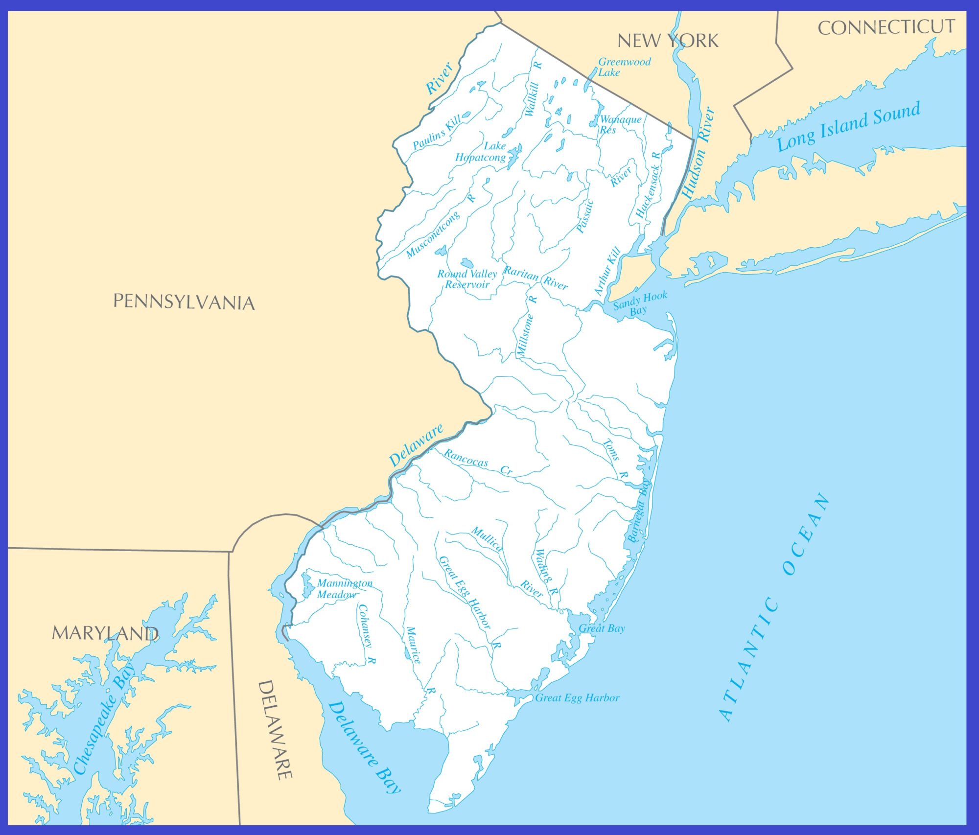 New Jersey Rivers Map | Large Printable High Resolution and Standard Map
