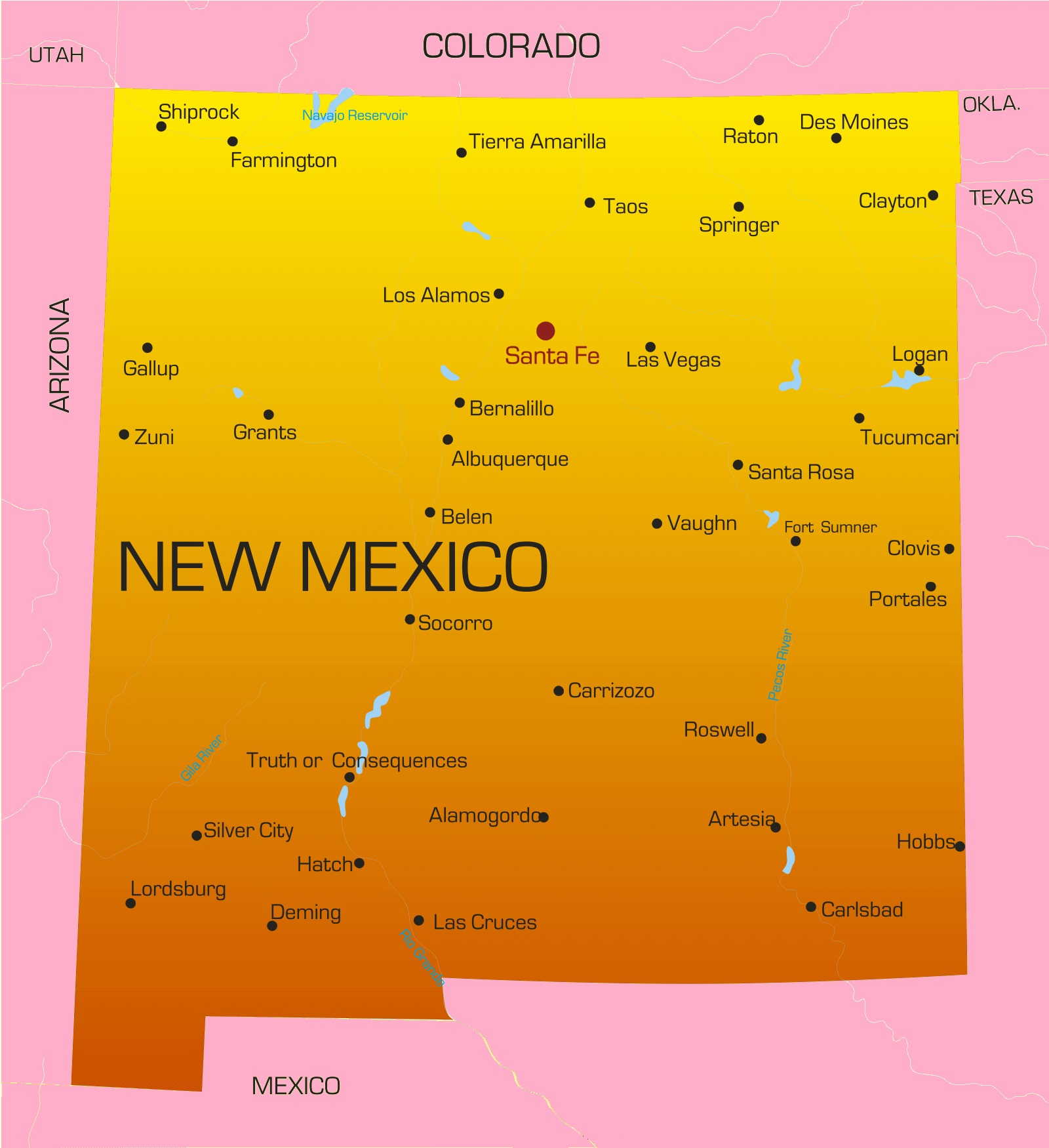 New Mexico Cities Map | Large Printable High Resolution and Standard Map