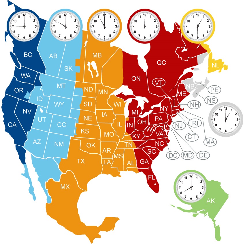 north america time zone map