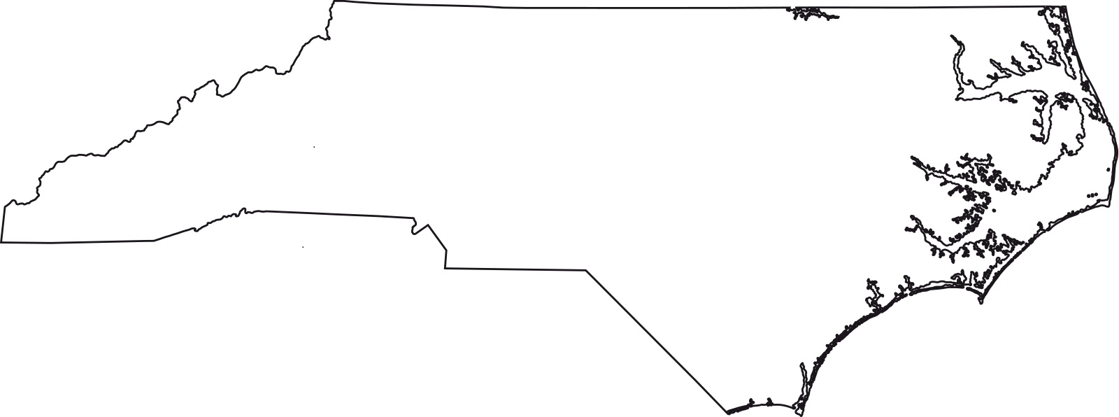 North Carolina Blank Outline Map | Large Printable Standard Map