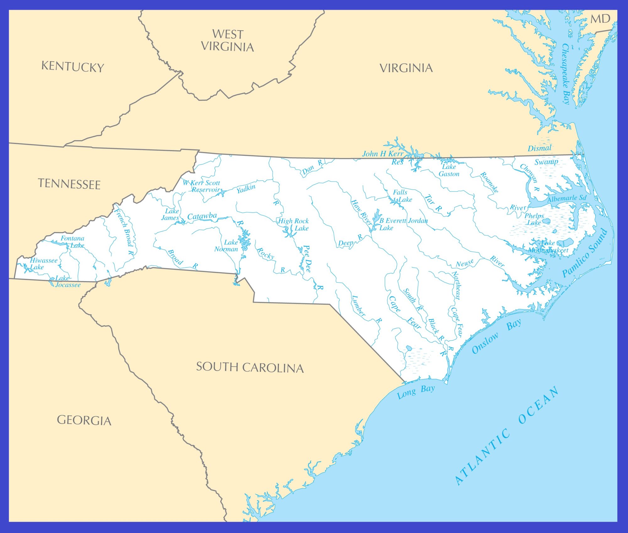 North Carolina Rivers Map | Large Printable High Resolution and Standard Map