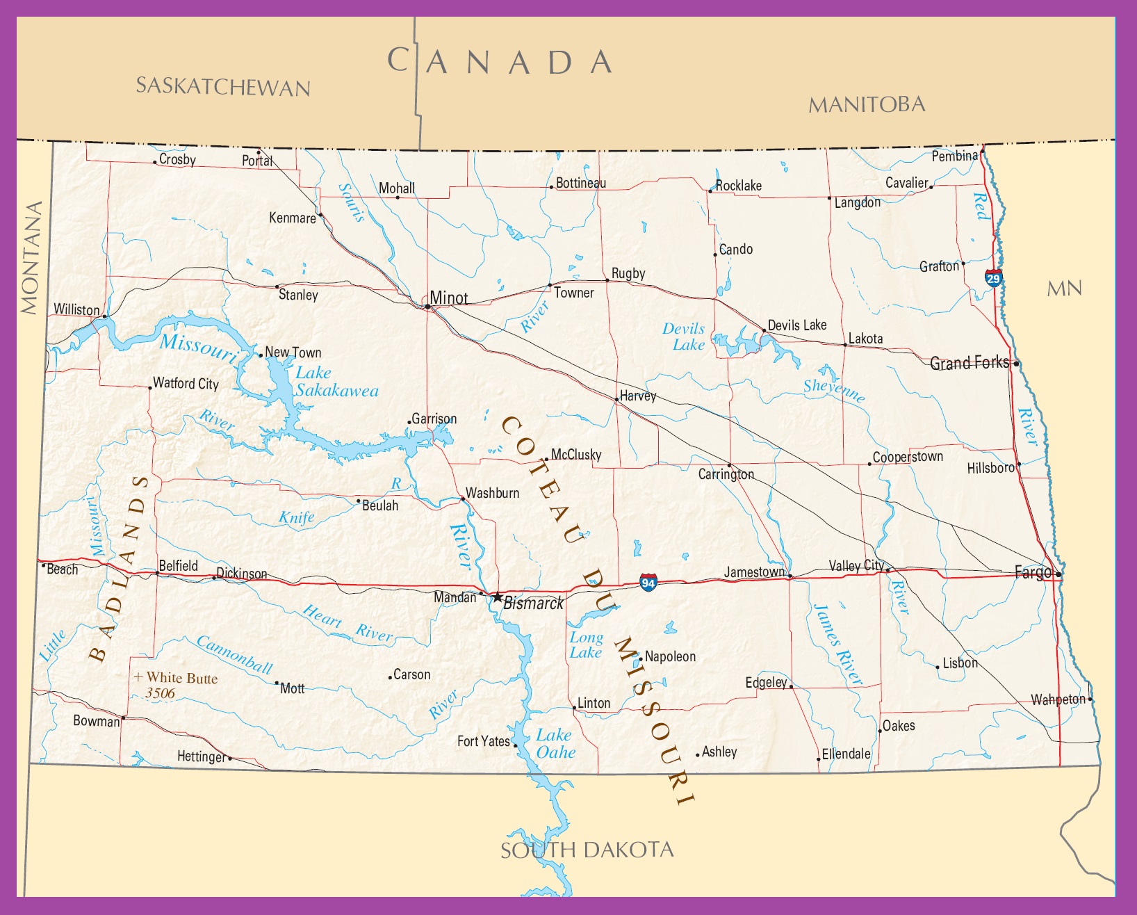 North Dakota Political Map | Large Printable High Resolution and Standard Map