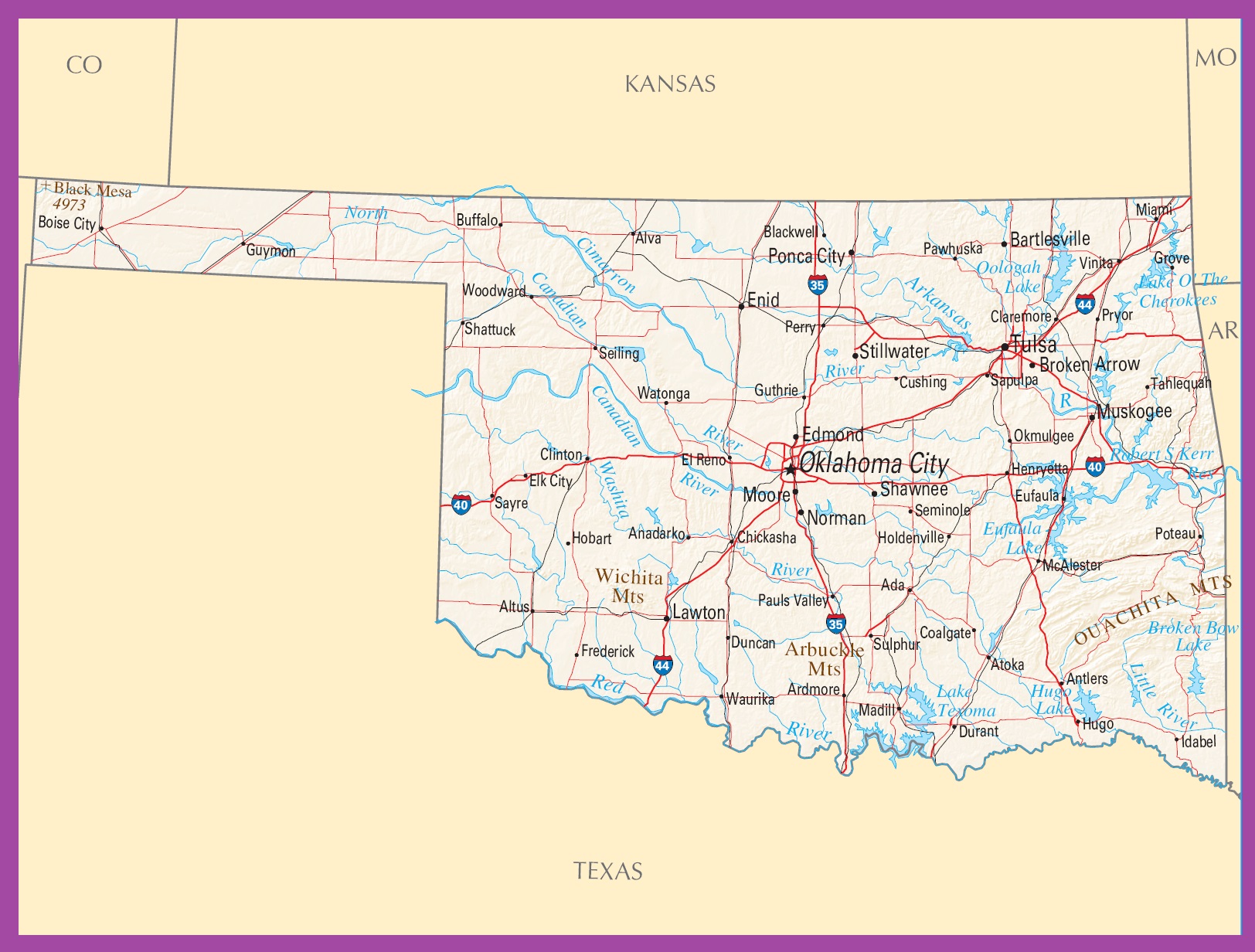 Oklahoma Political Map | Large Printable High Resolution and Standard Map