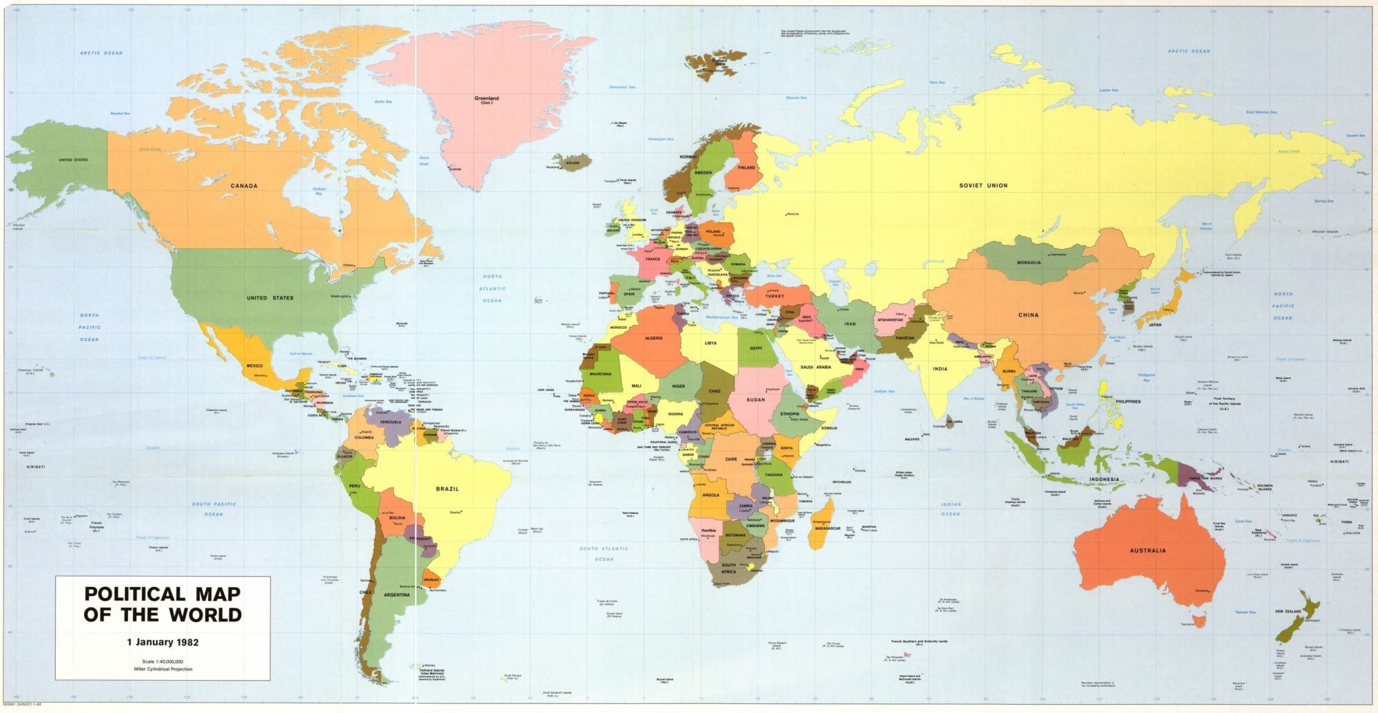 The World Political Map  | June 1982 | Large, Printable Downloadable Map
