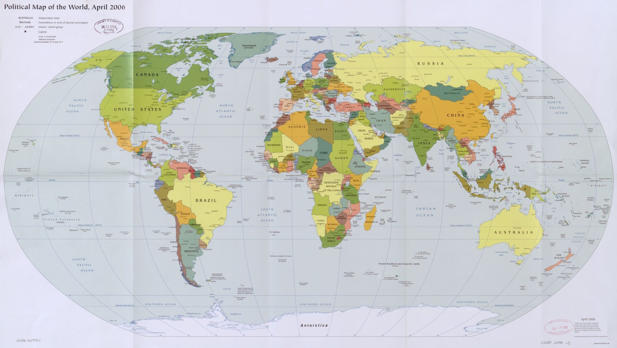 The World Political Map  | April 2006 | Large, Printable Downloadable Map