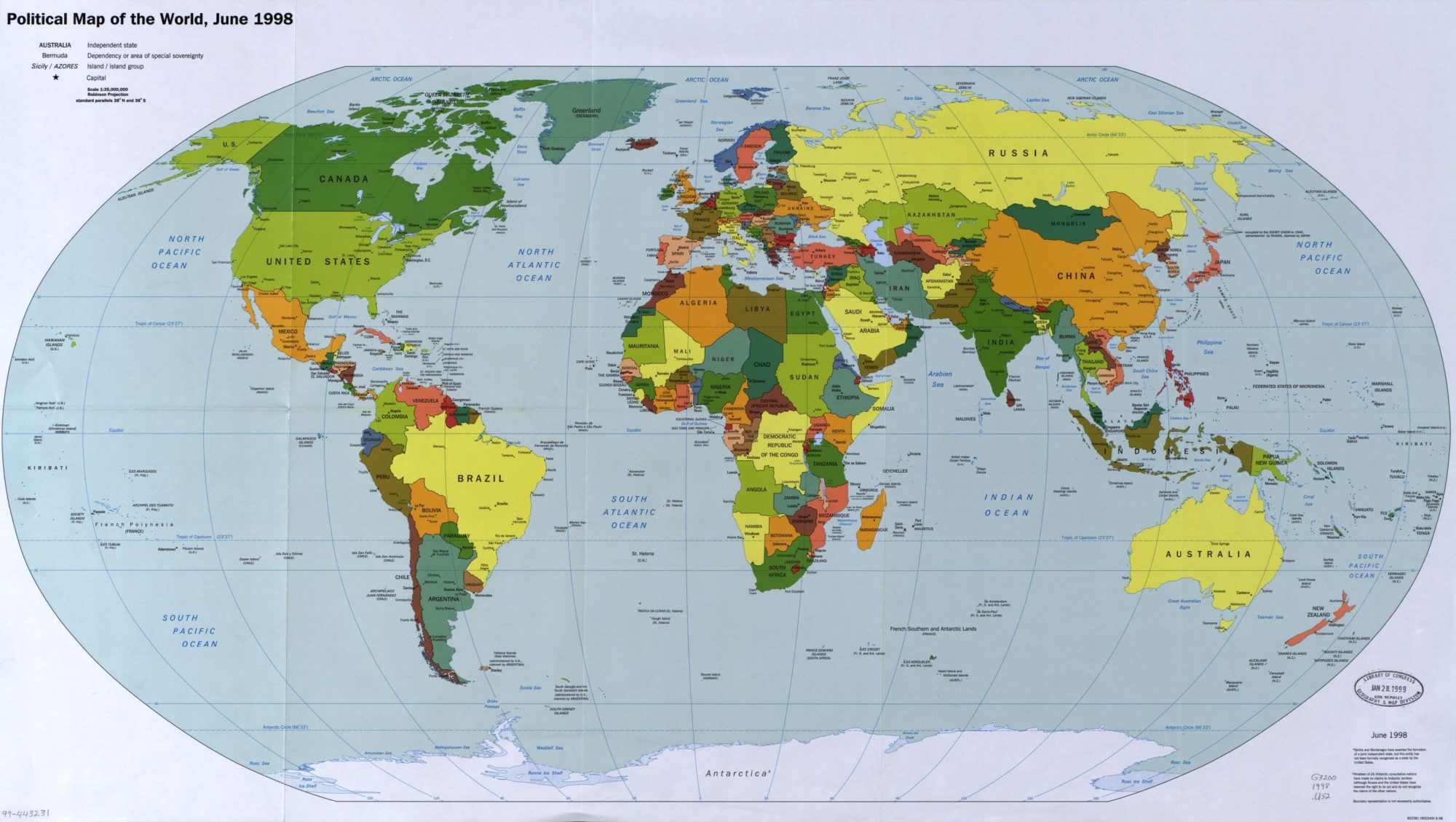 The World Political Map  | June 1998 | Large, Printable Downloadable Map