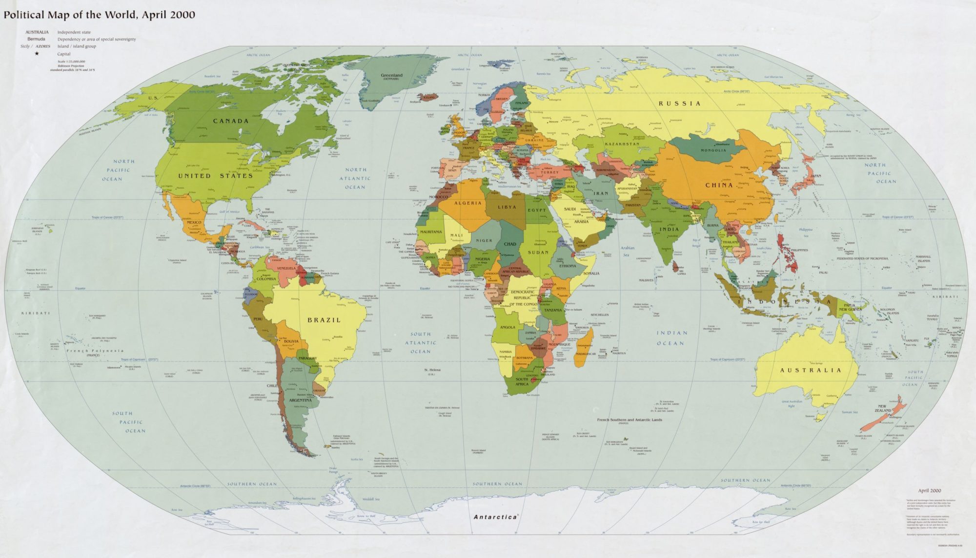The World Political Map  | June 2000 | Large, Printable Downloadable Map