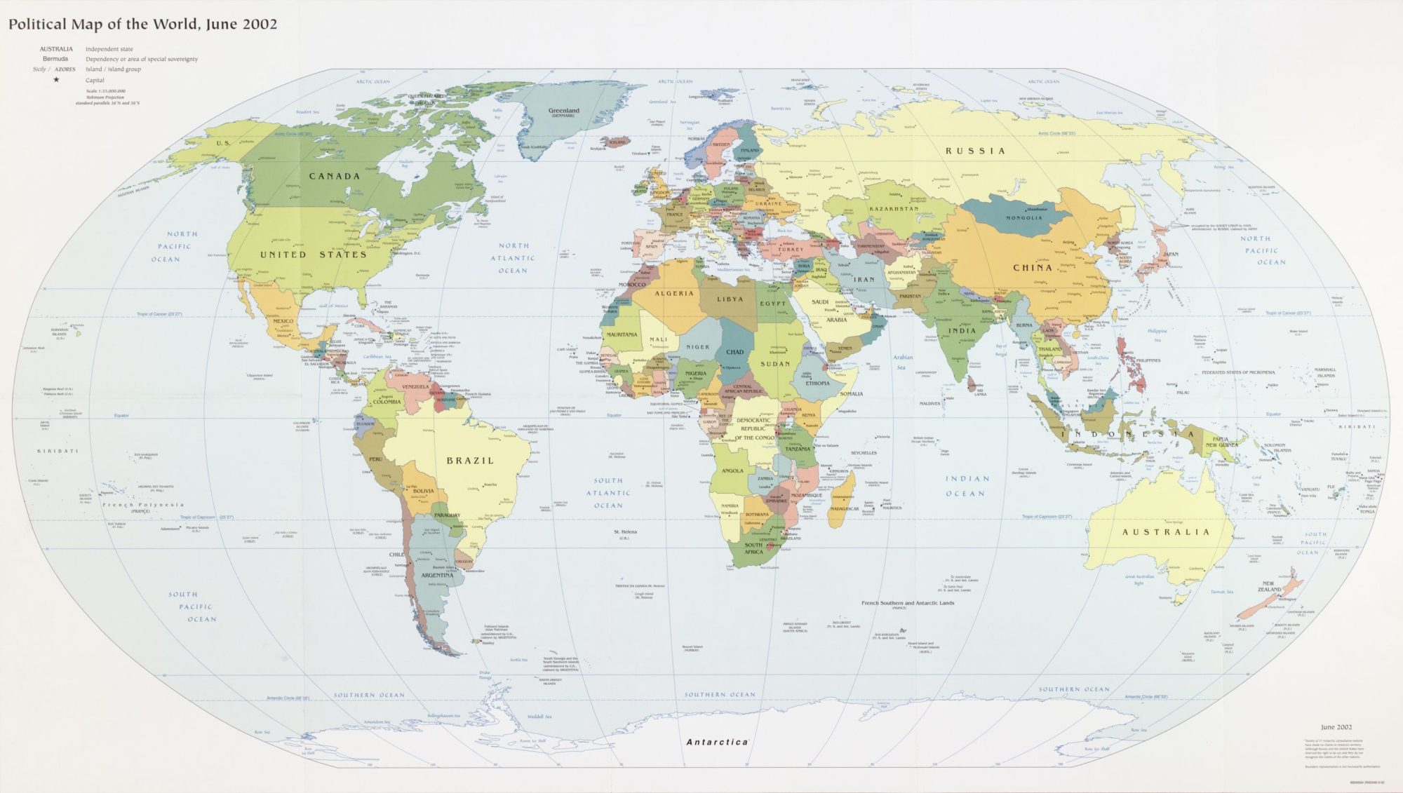 The World Political Map  | June 2002 | Large, Printable Downloadable Map