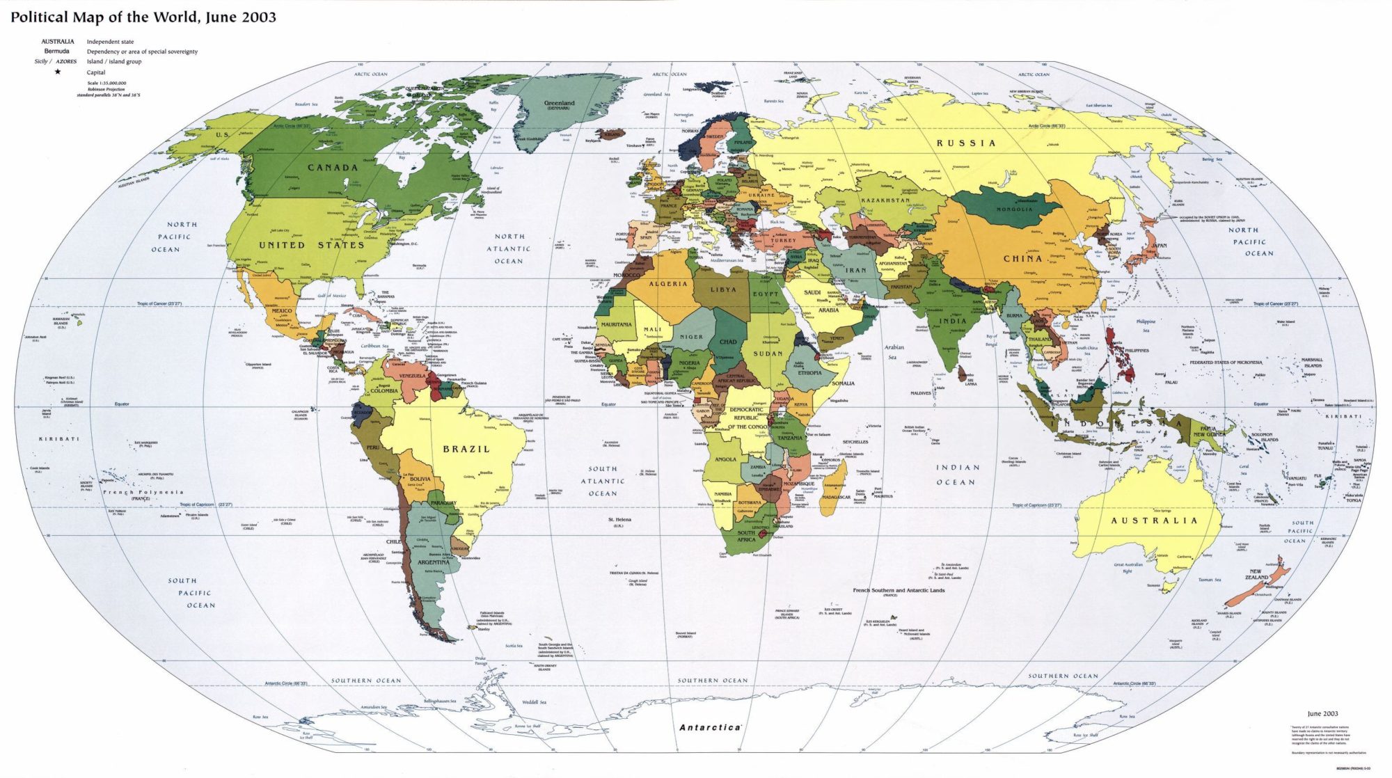 The World Political Map  | June 2003 | Large, Printable Downloadable Map