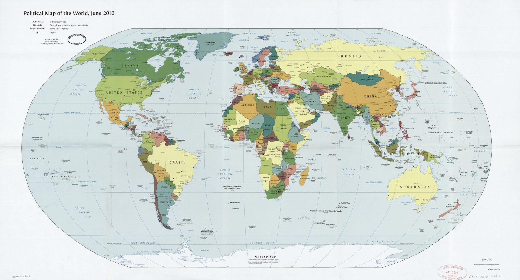 The World Political Map  | June 2010 | Large, Printable Downloadable Map