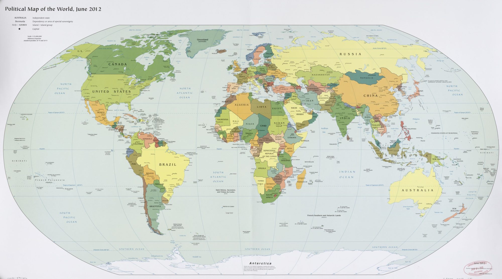 The World Political Map  | June 2012 | Large, Printable Downloadable Map
