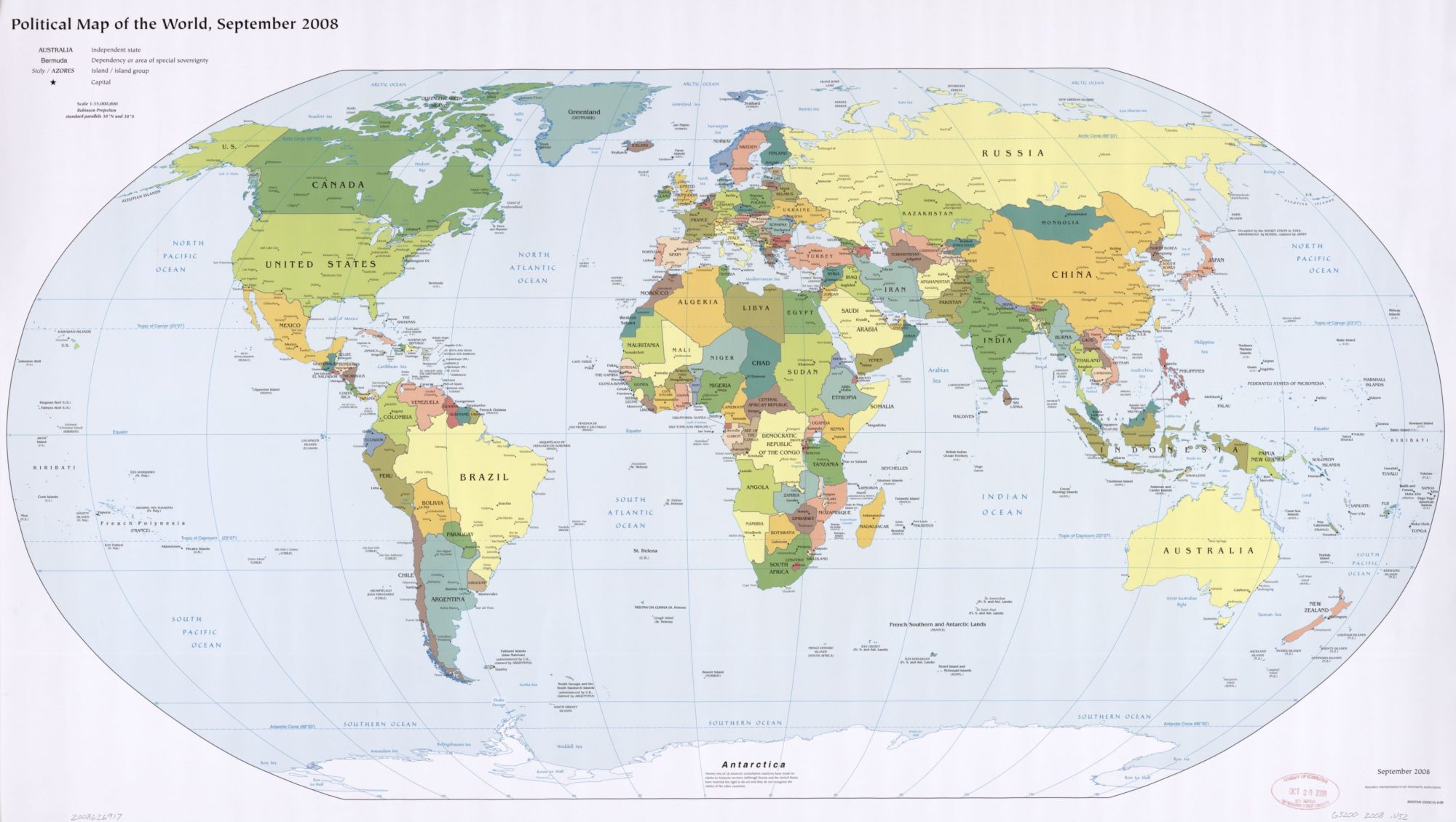 The World Political Map  | September 2008 | Large, Printable Downloadable Map S