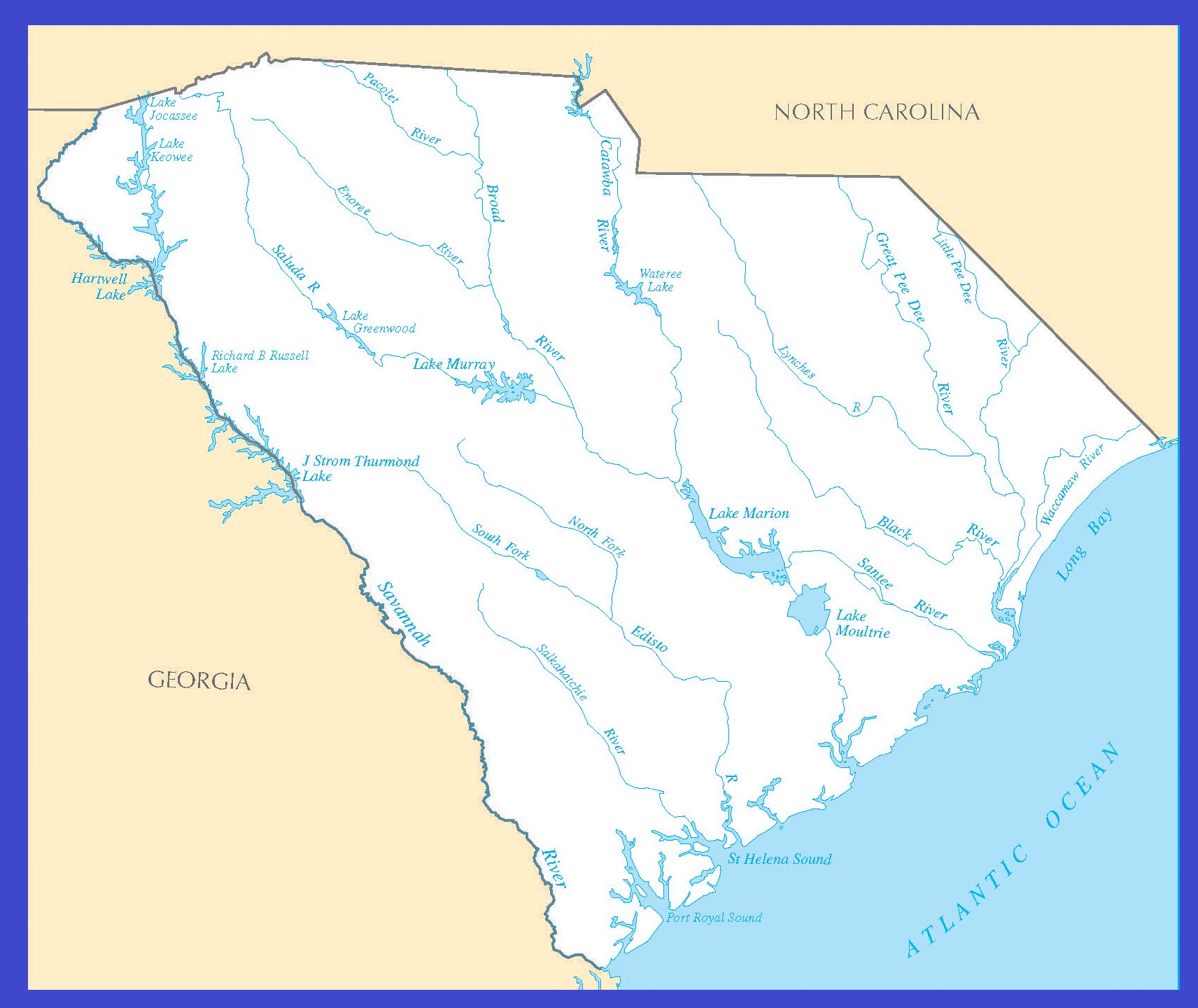 South Carolina Rivers Map | Large Printable High Resolution and Standard Map