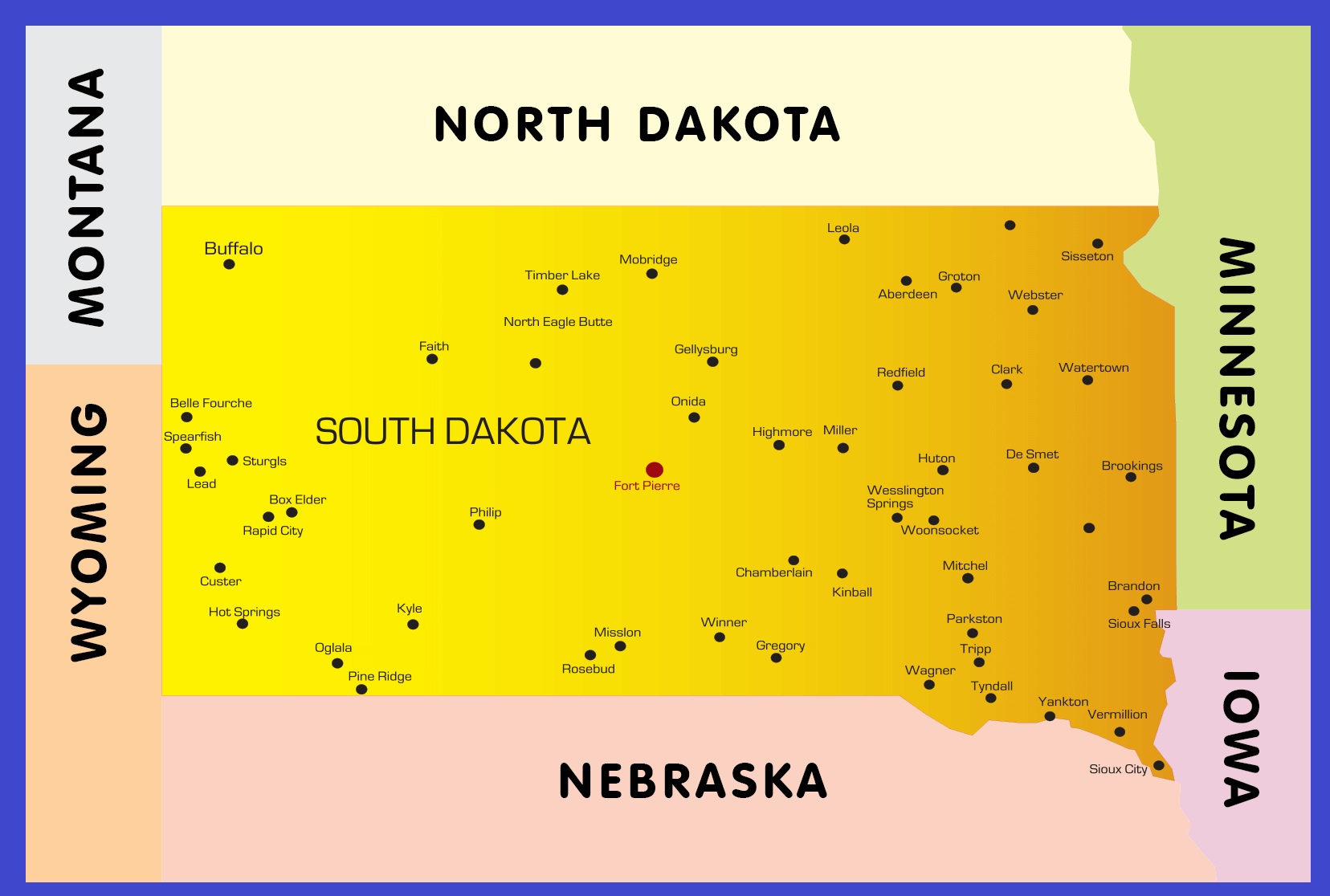 South Dakota Details Map | Large Printable High Resolution and Standard Map