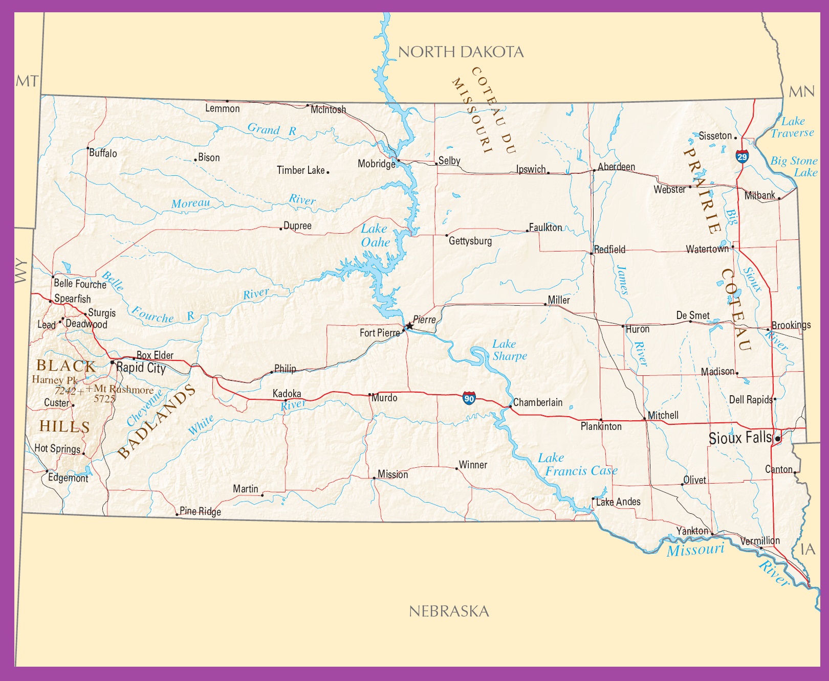 South Dakota Political Map | Large Printable High Resolution and Standard Map