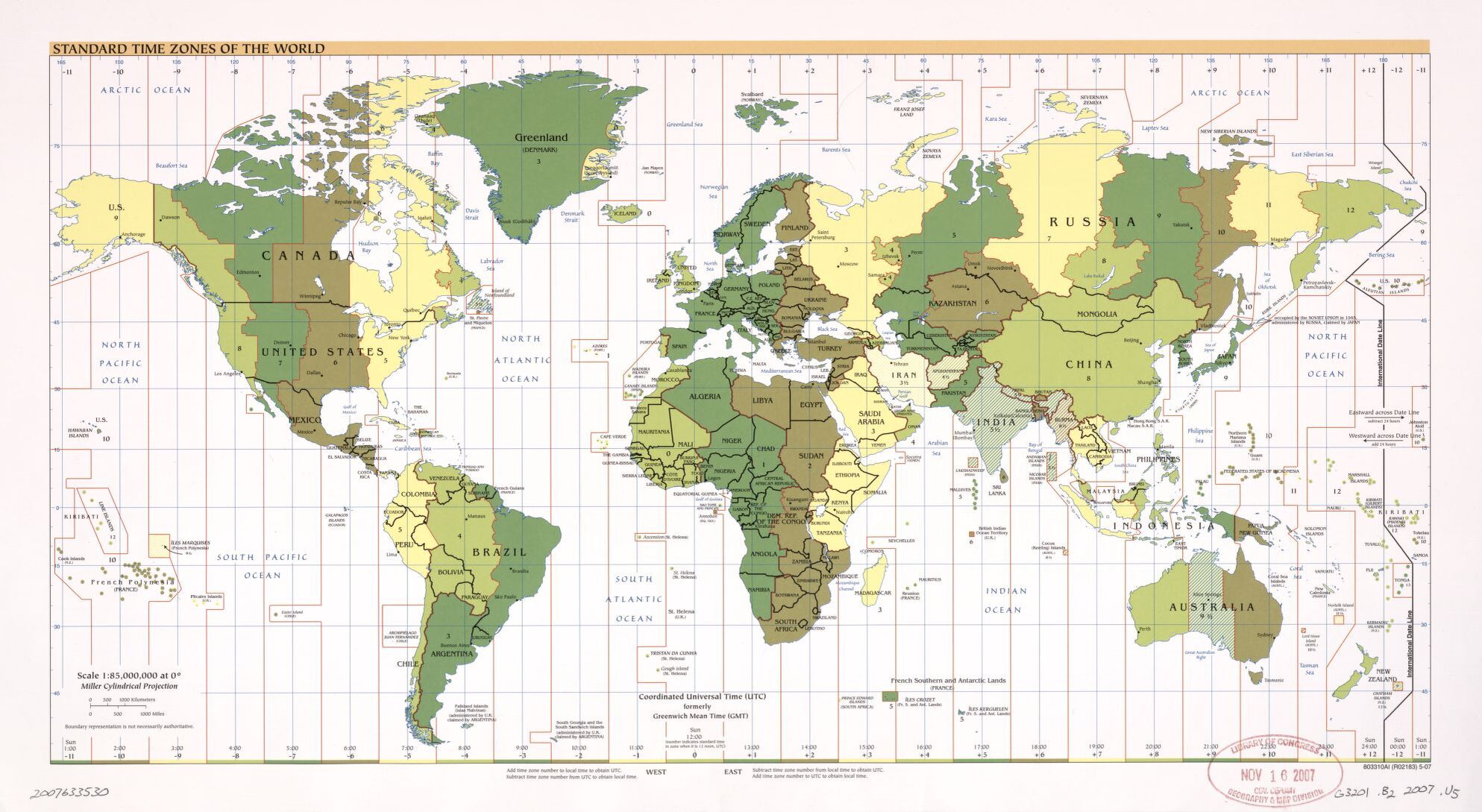 The World Standard time zones Map  | 1987 | Large, Printable Downloadable Map