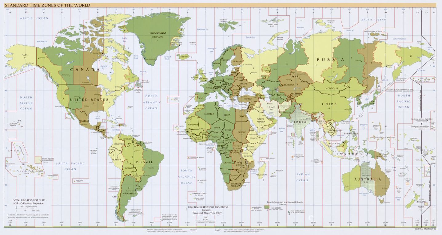 The World Standard time zones Map   | 2002 | Large, Printable Downloadable Map