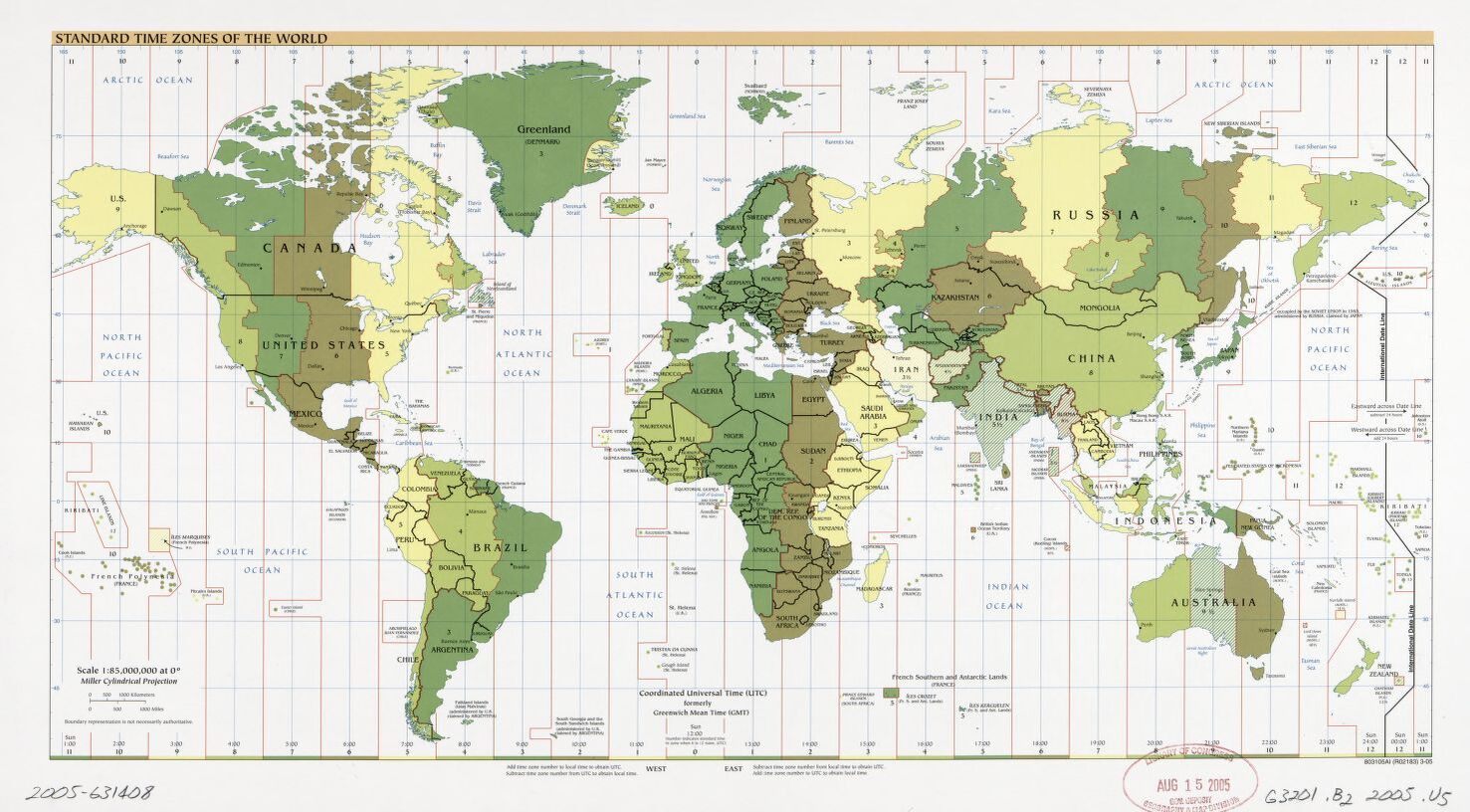 The World Standard time zones Map   | 2005 | Large, Printable Downloadable Map