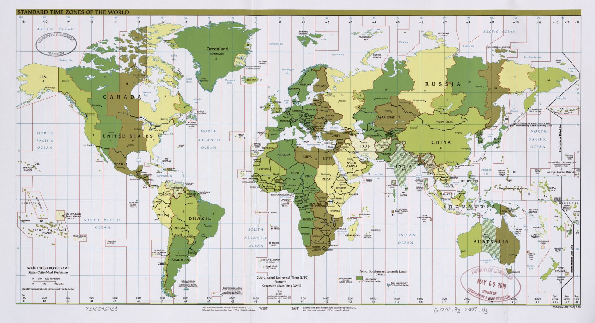 The World Standard time zones Map   | 2009 | Large, Printable Downloadable Map