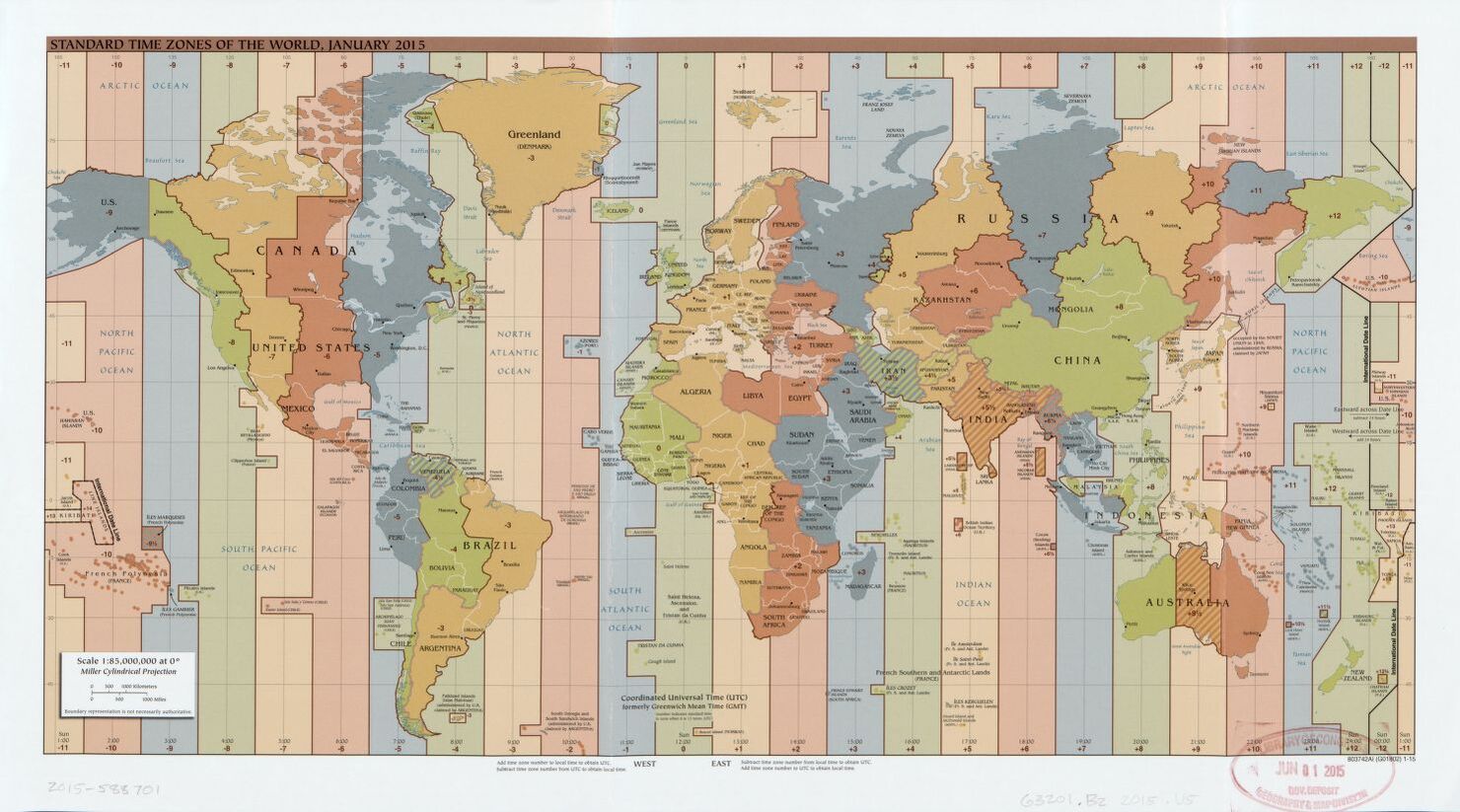 The World Standard time zones Map   | January 2015 | Large, Printable Downloadable Map