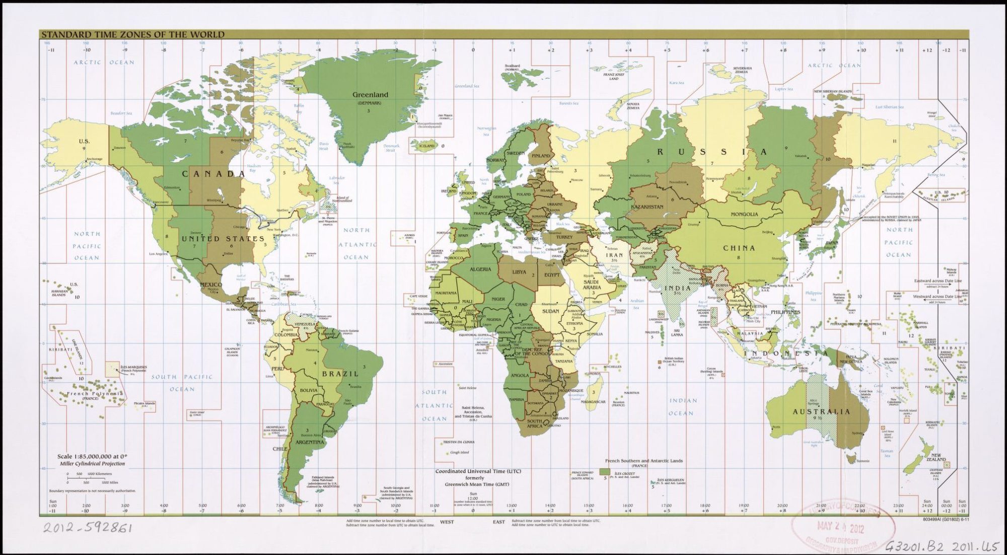 The World Standard time zones Map   | 2011 | Large, Printable Downloadable Map