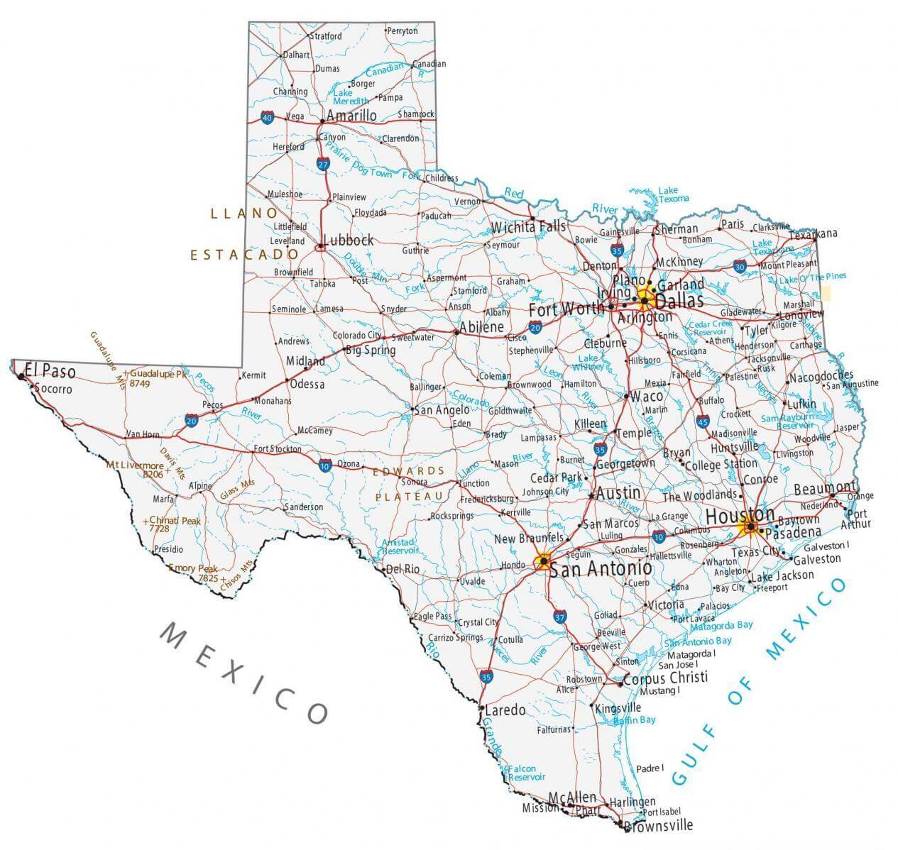 Texas Cities Map | Large Printable High Resolution and Standard Map