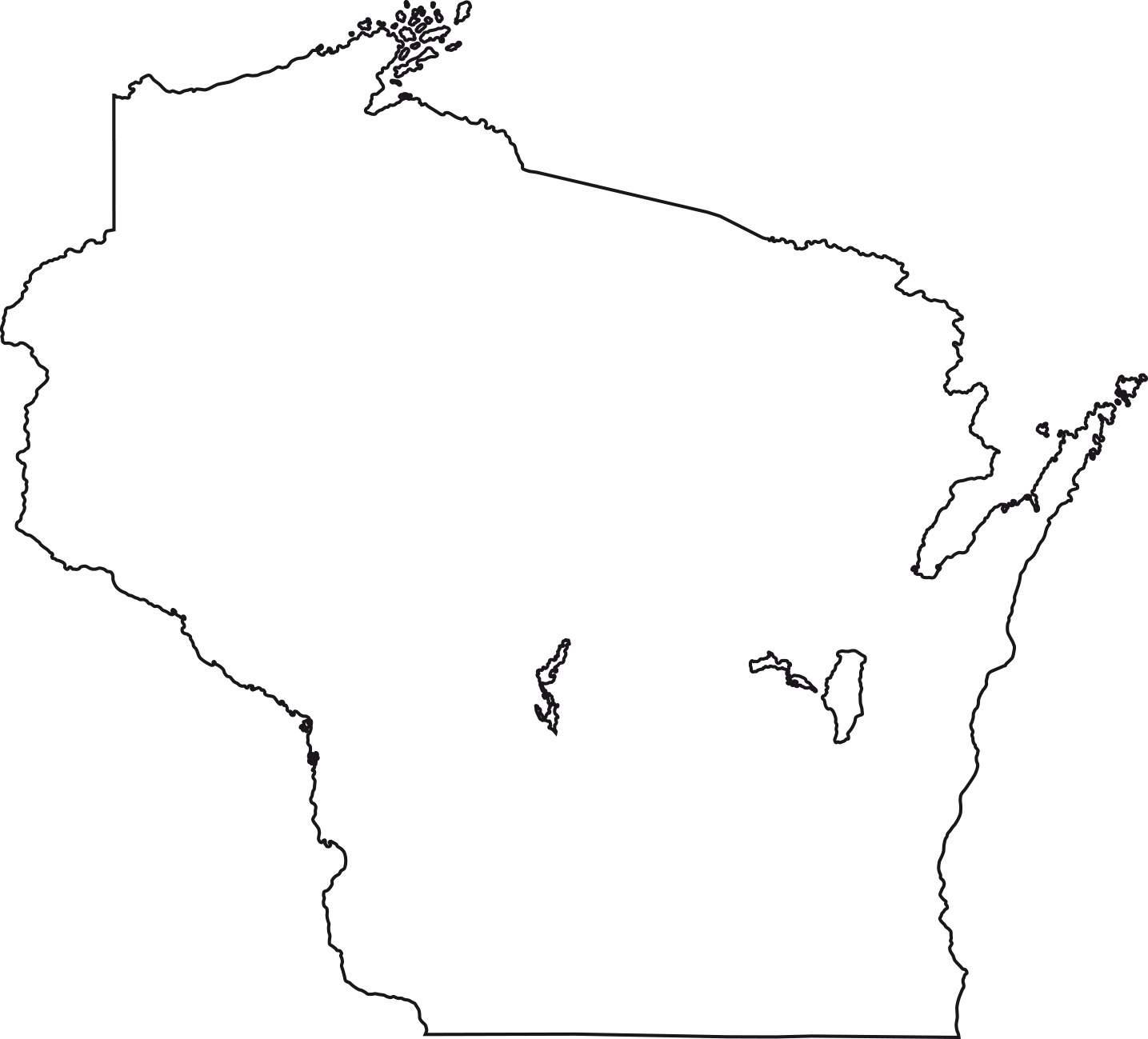 Wisconsin Blank Outline Map | Large Printable High Resolution Map