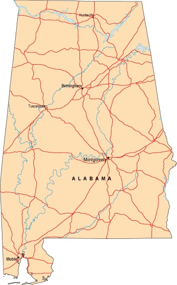 Alabama Large Highway  Map |  Large Highway  Map of Alabama-city-county-political