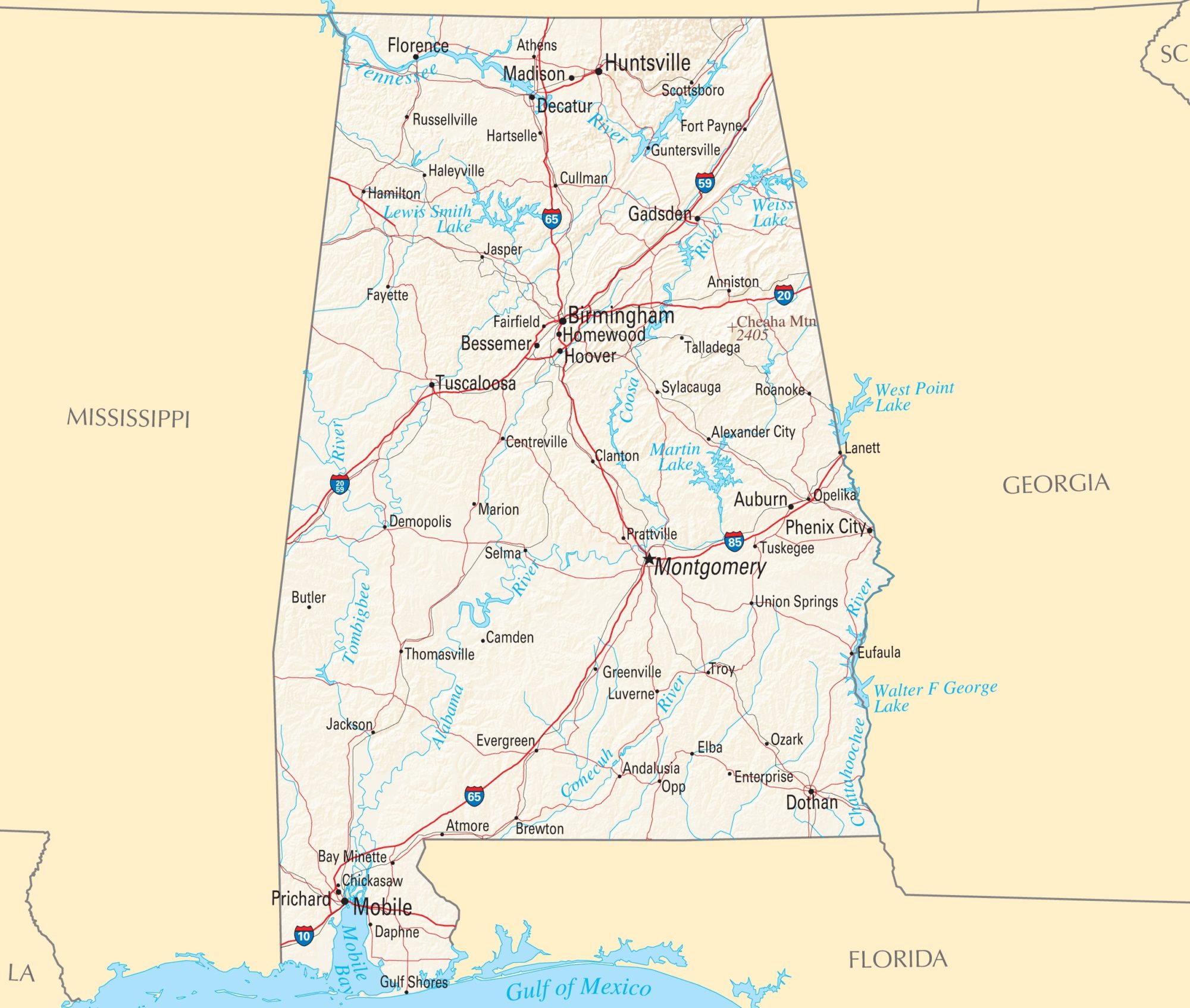 Alabama River  Map |  River Map of Alabama