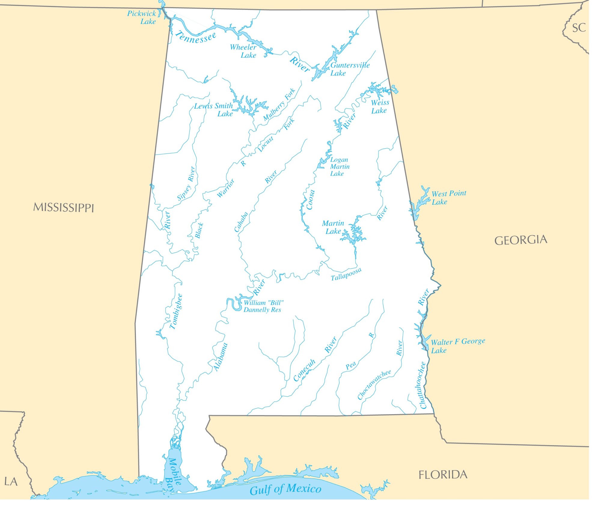 Alabama River  Map |  River Map of Alabama