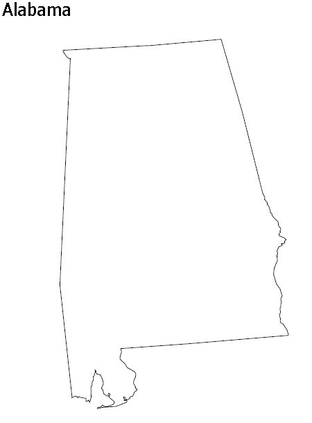 Alabama Outline  Map  | Outline  Map of Alabama