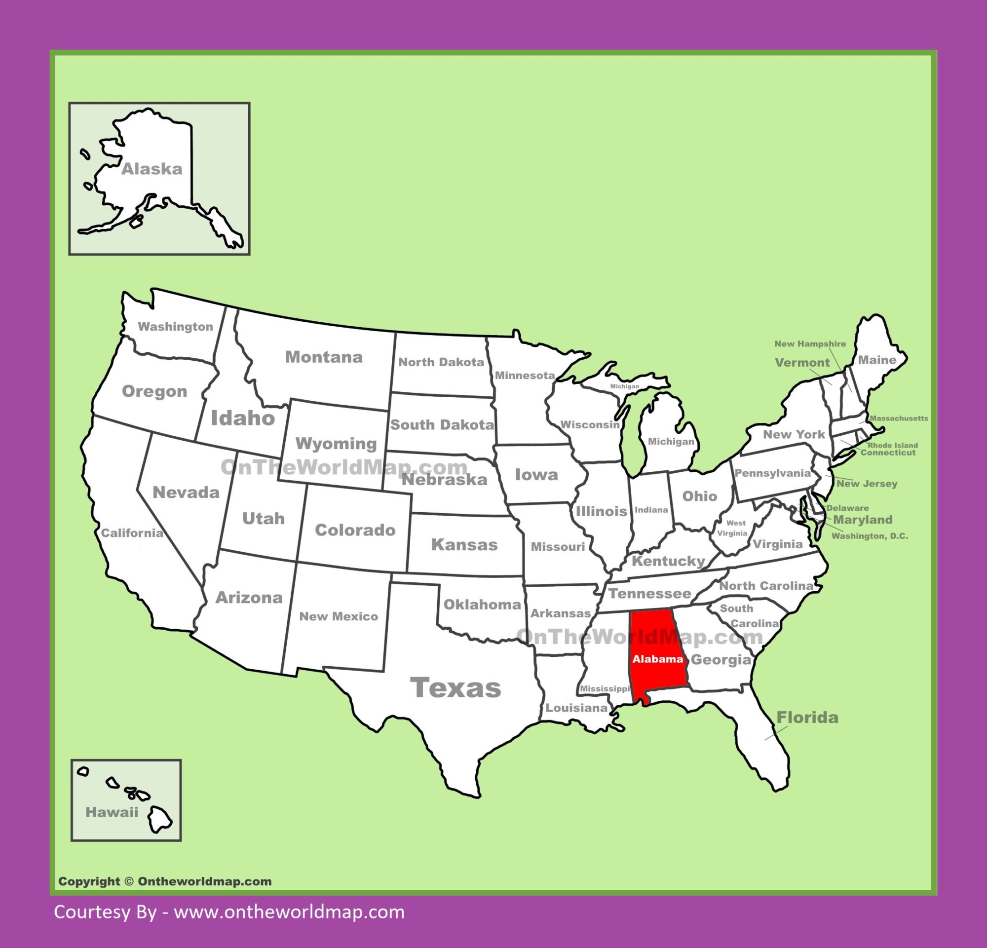 Alabama Location Map | Location Map of Alabama