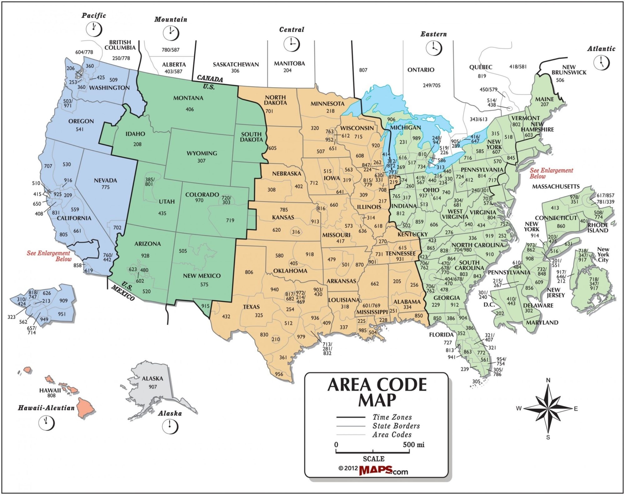 The United States Time Zone Map Large Printable Colorful Details And