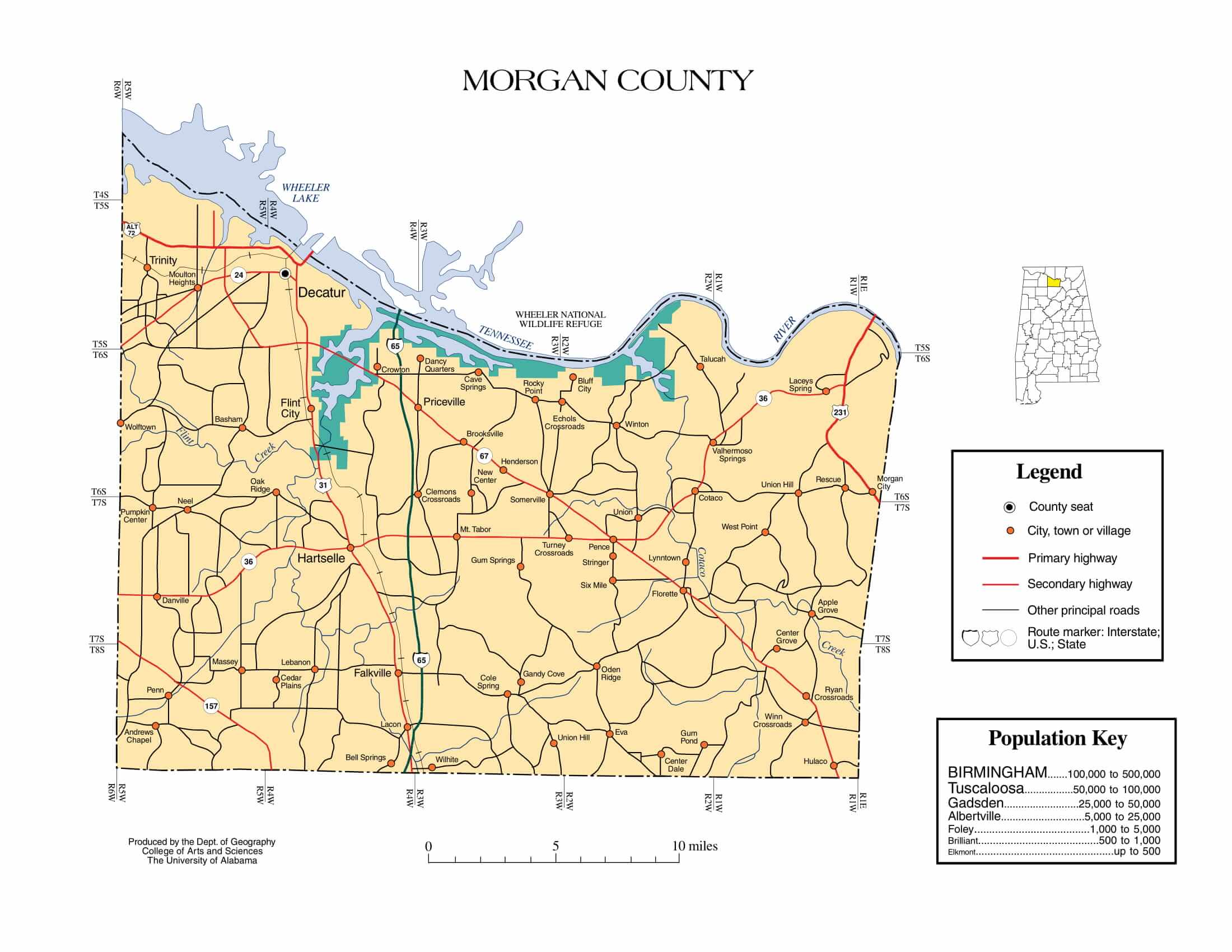 Morgan County Map |  Printable Gis Rivers map of Morgan Alabama