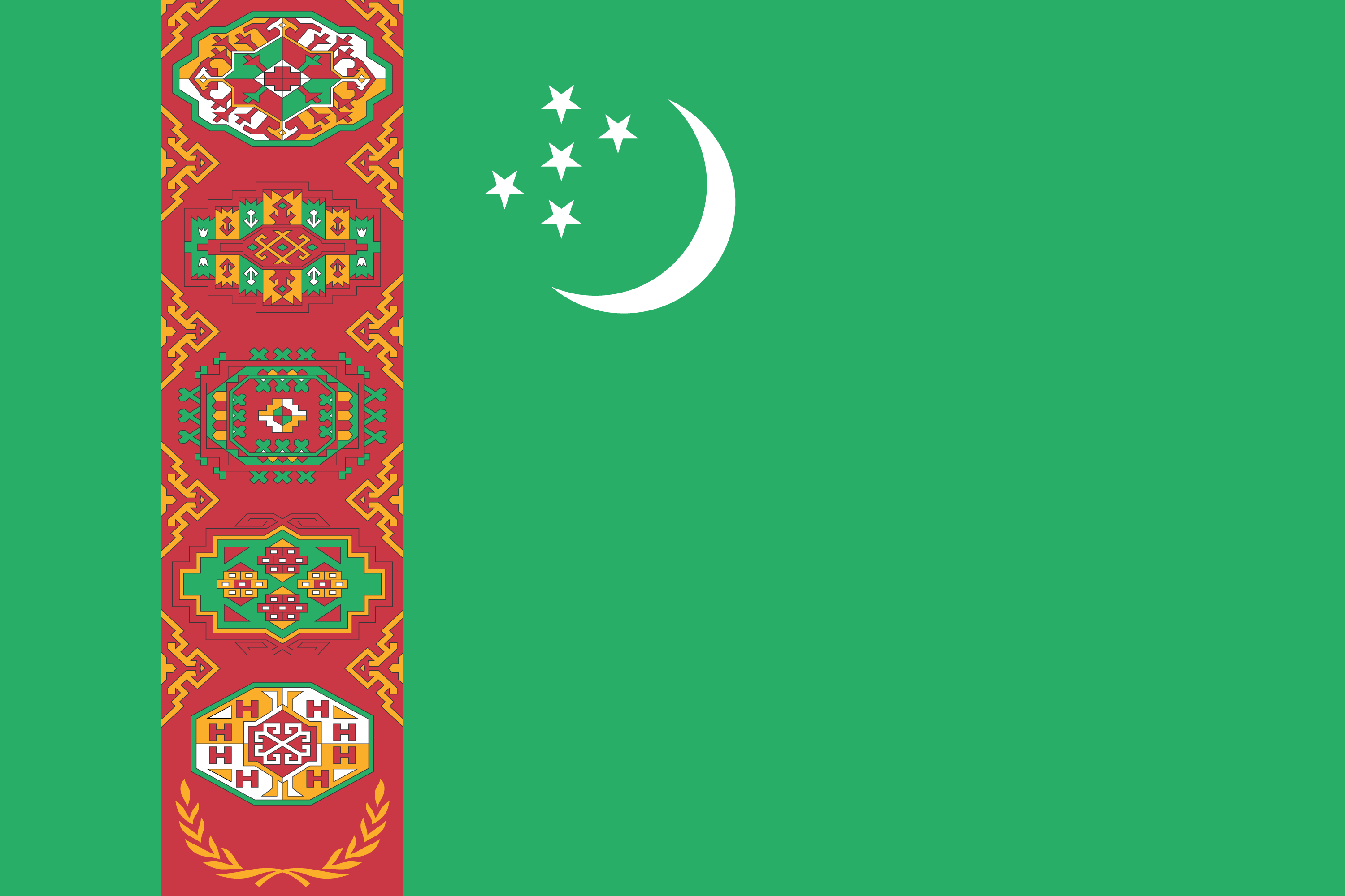 National Flag Of Turkmenistan