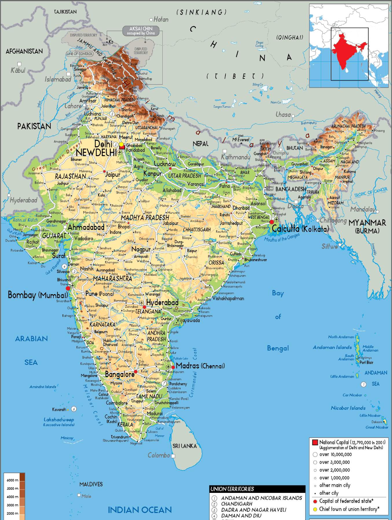 Political Large Map of India