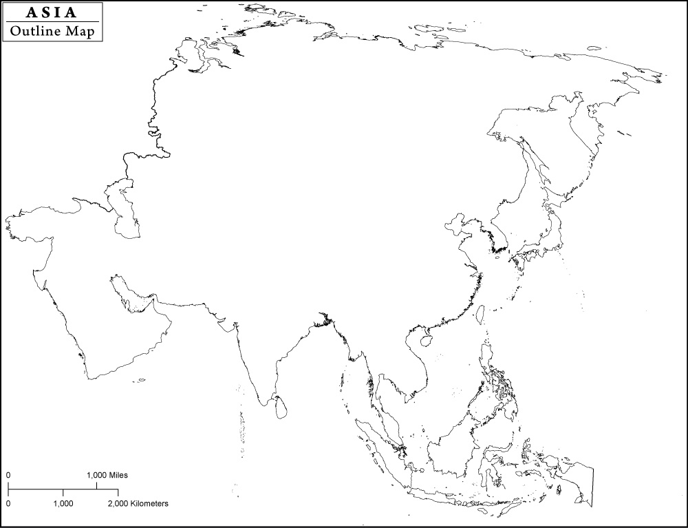Printable Large Outline Map of Asia