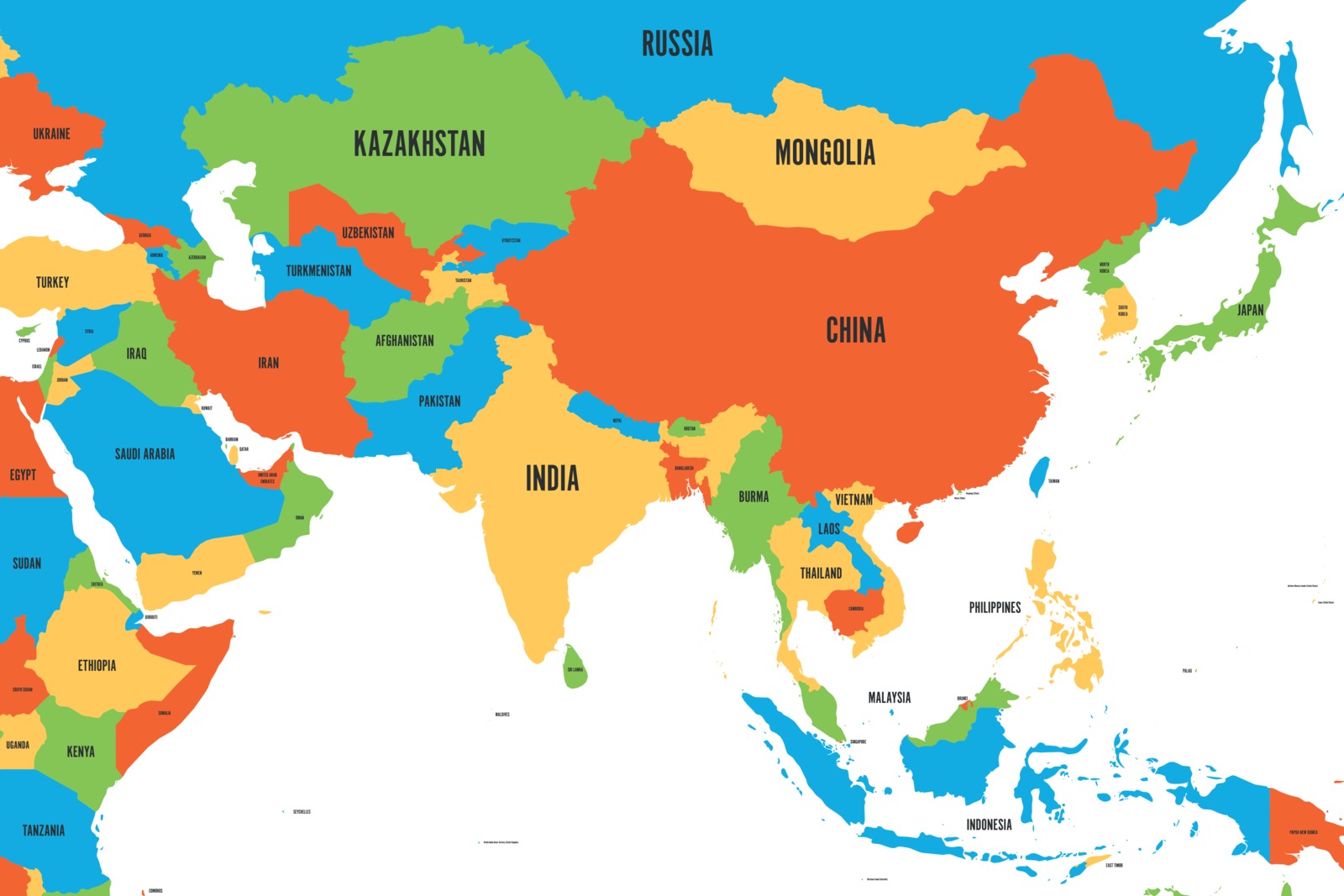 Map of Asia | Printable Large Attractive HD Map of Asia With Country Names